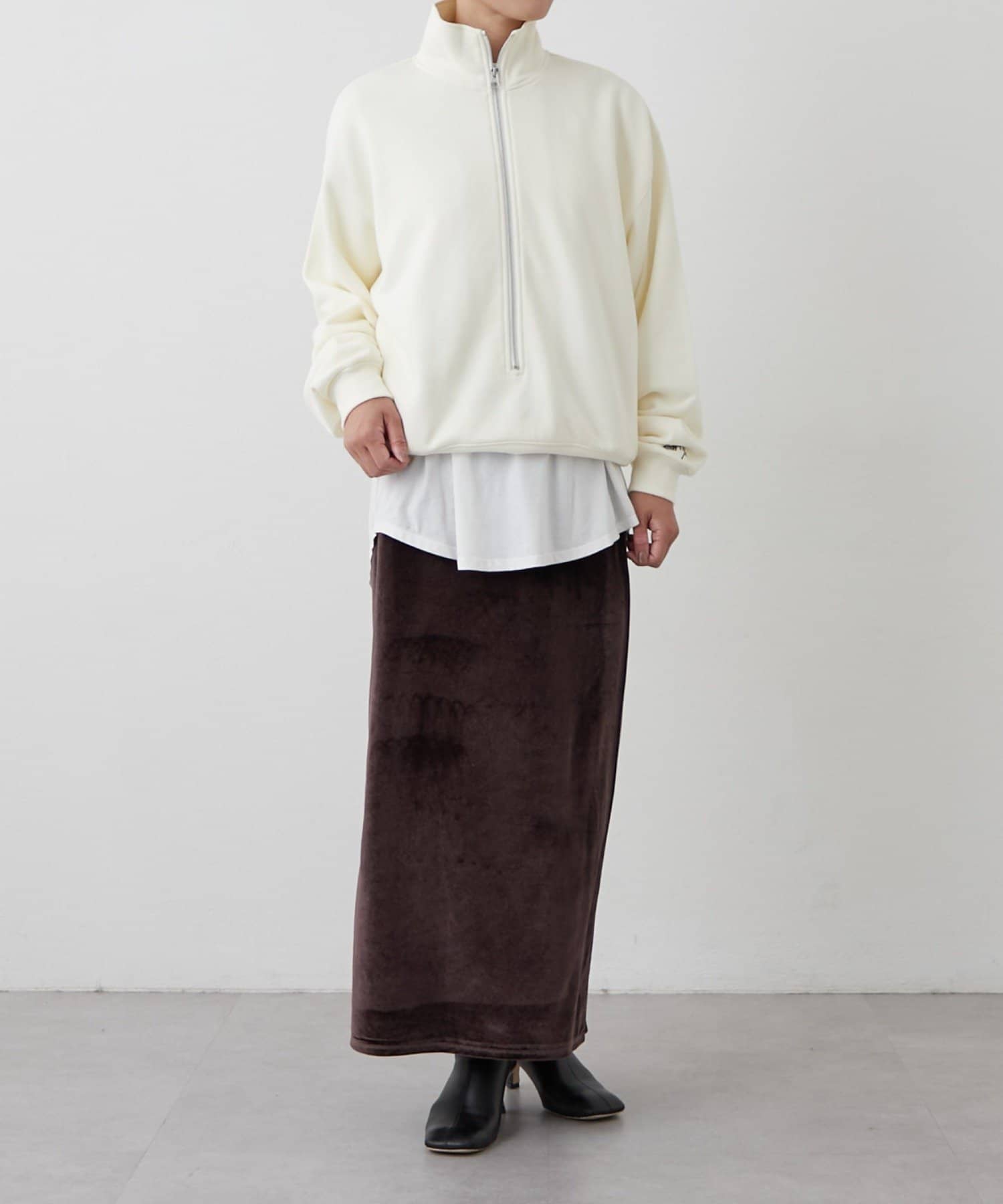 earthy_】オーガニックコットンハーフZipスウェット | OUTLET