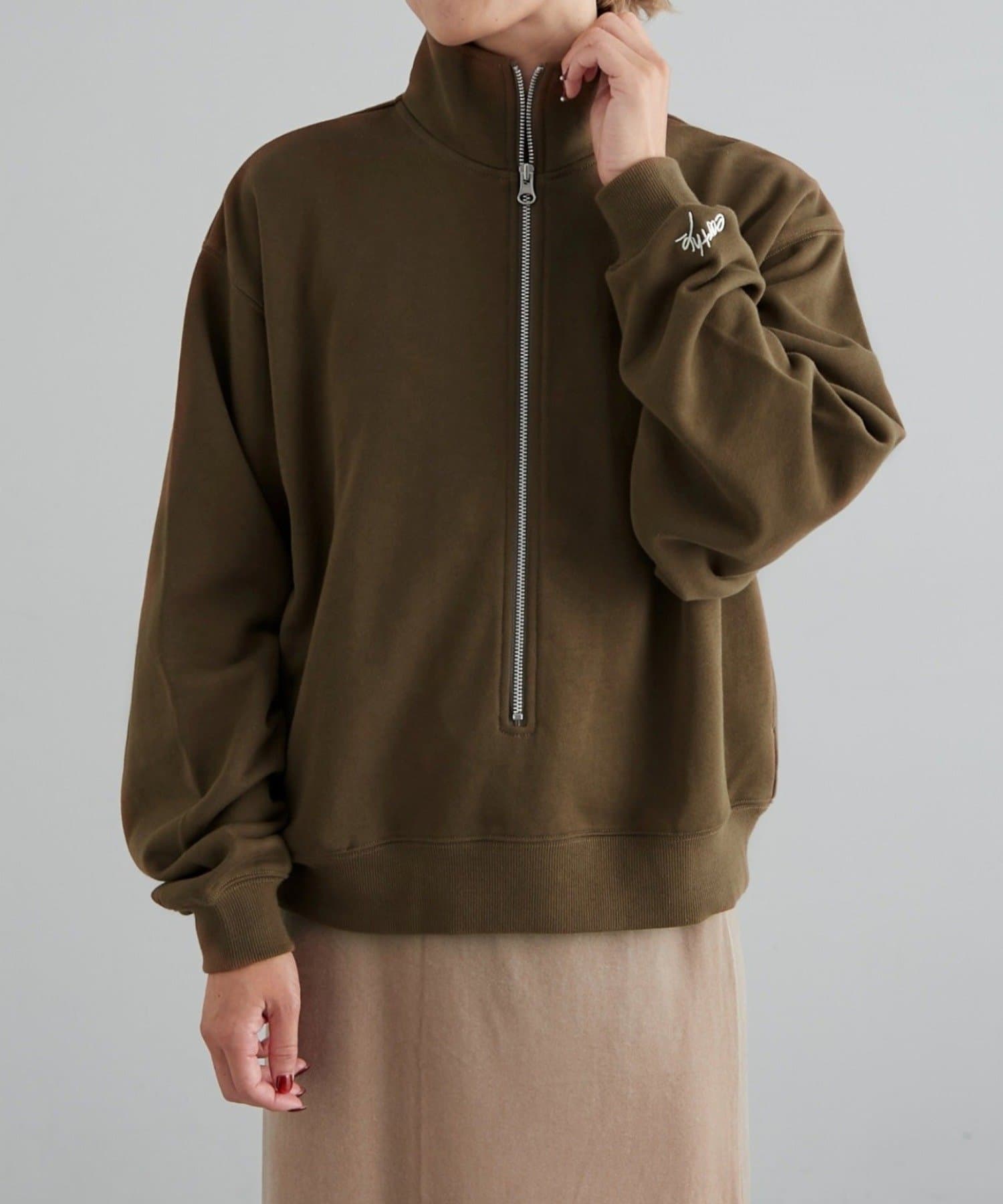 earthy_】オーガニックコットンハーフZipスウェット | OUTLET
