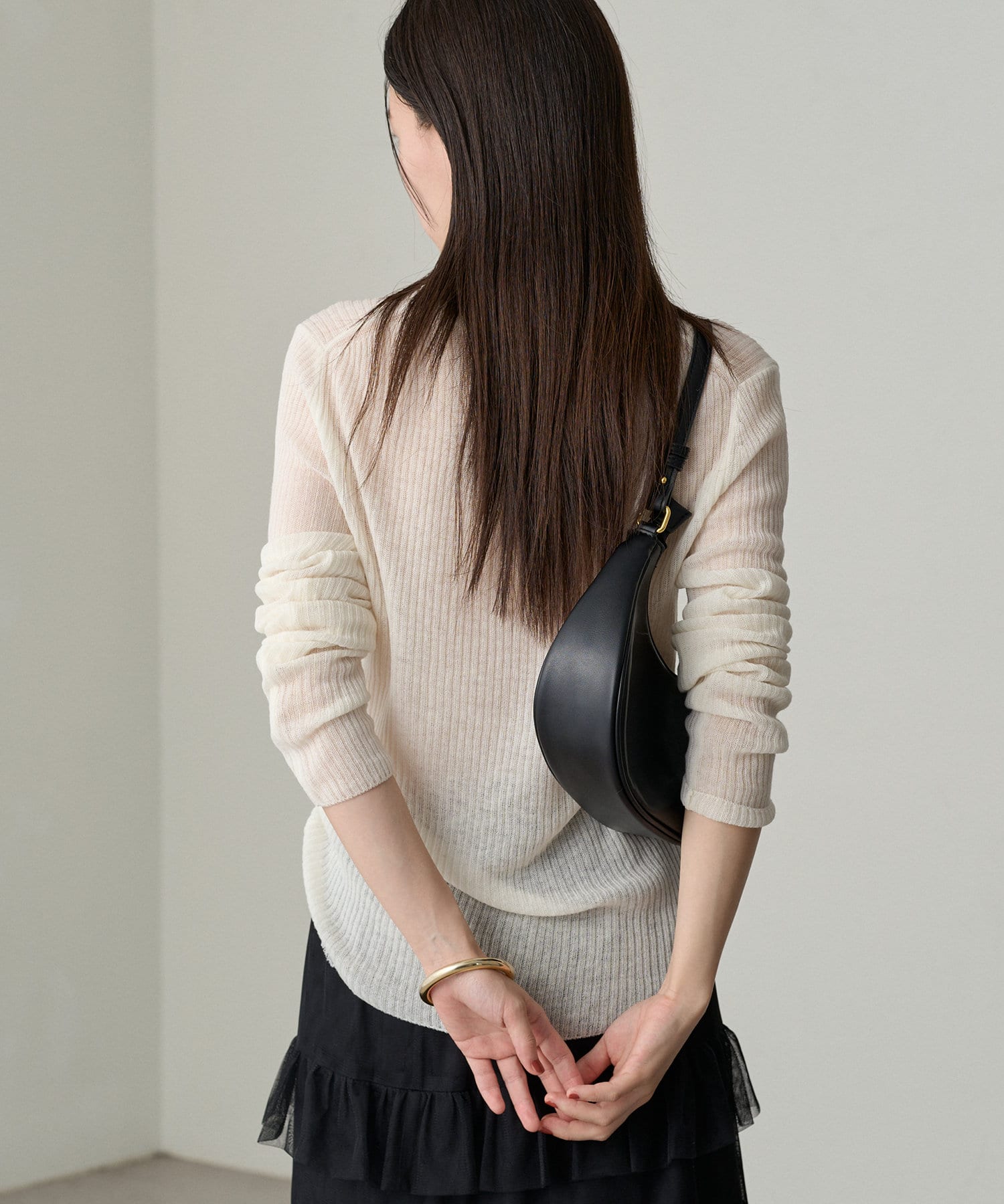 OUTLET(アウトレット) 【Loungedress】ウールシアーリブニット