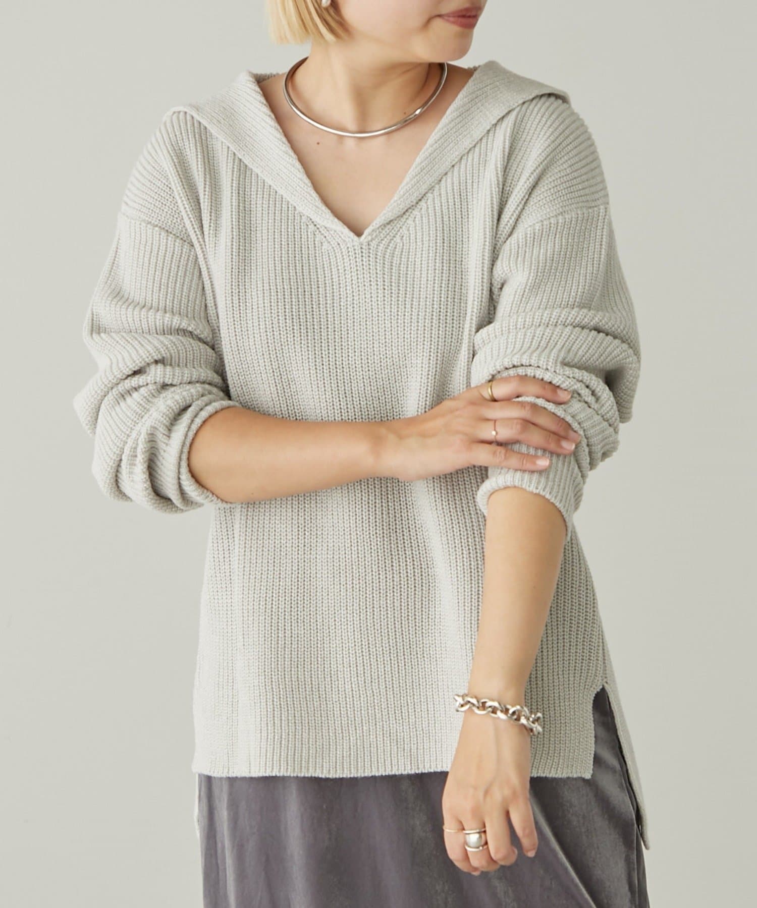オフショルラメミニウラケプルオーバー earthy_】ラメセーラーニットプルオーバー | OUTLET