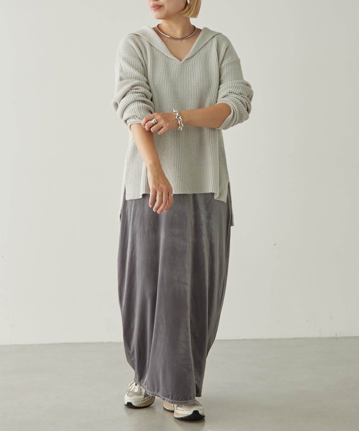 ペゼリコ ♡ サマーニットプルオーバー グレー系×シルバーラメ セール】 レディース ニット・セーター（条件：シルバー系