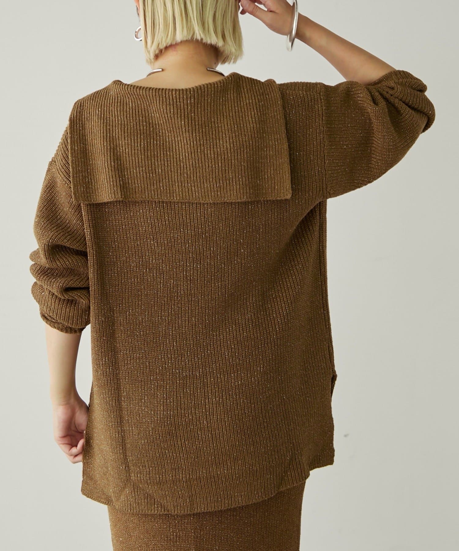 OUTLET(アウトレット) 【earthy_】ラメセーラーニットプルオーバー