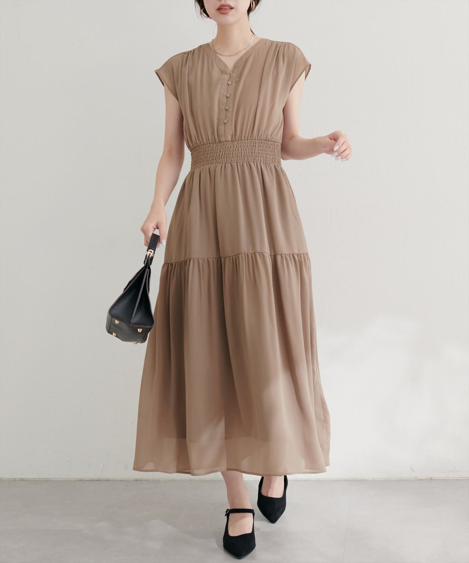 natural couture(ナチュラルクチュール) WEB限定 /【プチナチュ】ウエストシャーリングワンピース