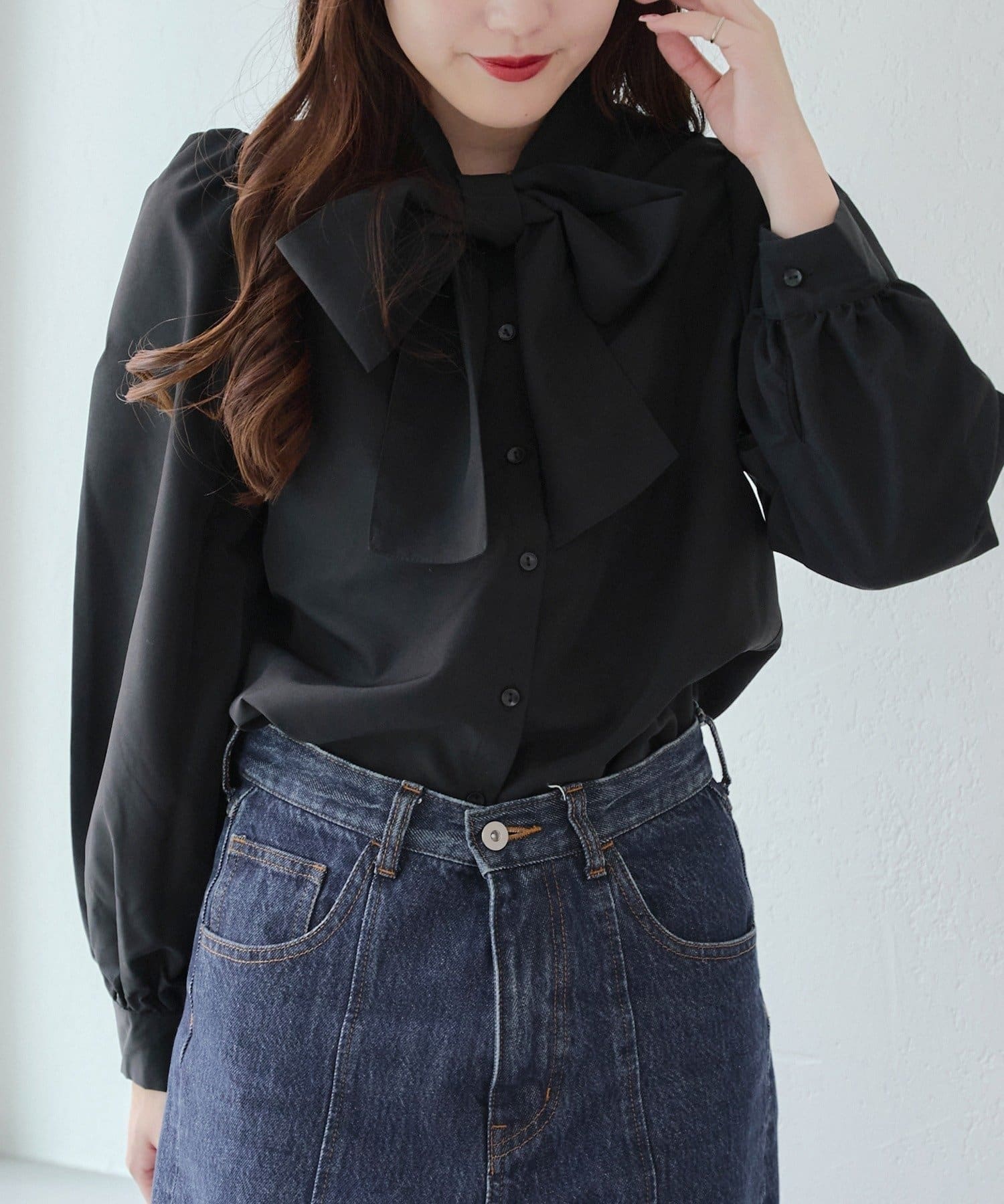 NICE CLAUP / OLIVE des OLIVE OUTLET(ナイスクラップ  / オリーブ デ オリーブ アウトレット) 【RMAF】リボンタイブラウス