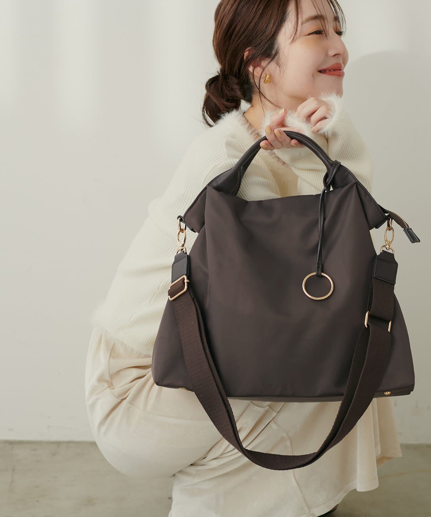 natural couture(ナチュラルクチュール) ショルダー付き2WAY A4トート