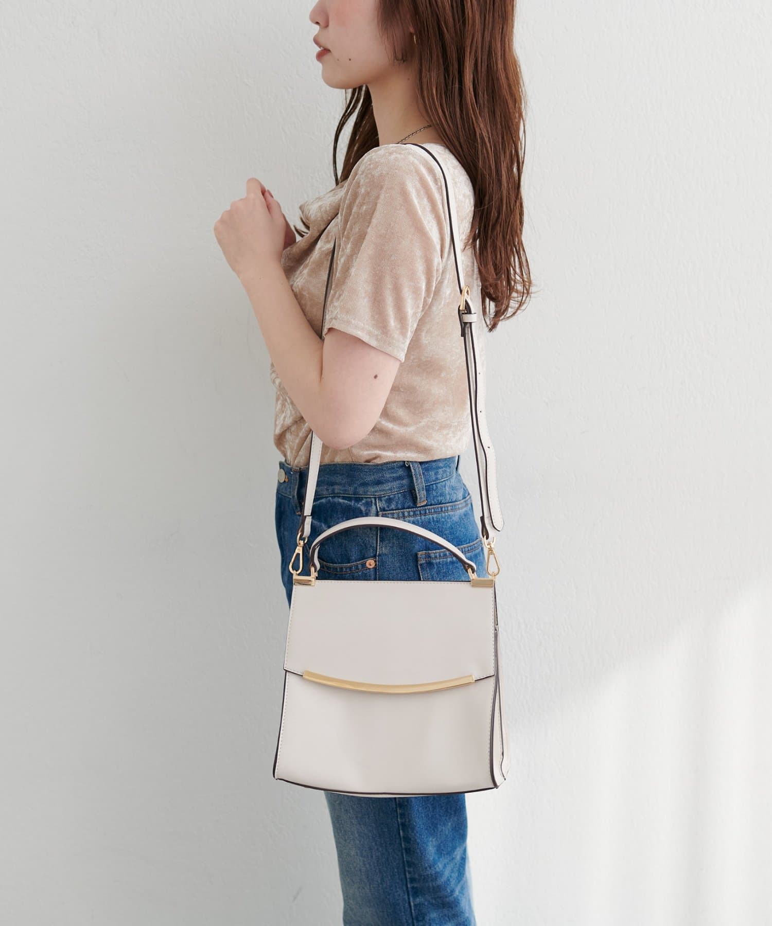【追跡あり!】ALDO 洗練 ホワイト×ゴールド 上品 2WAY バッグ ゴールドバーフラップ2WAYショルダー | natural couture