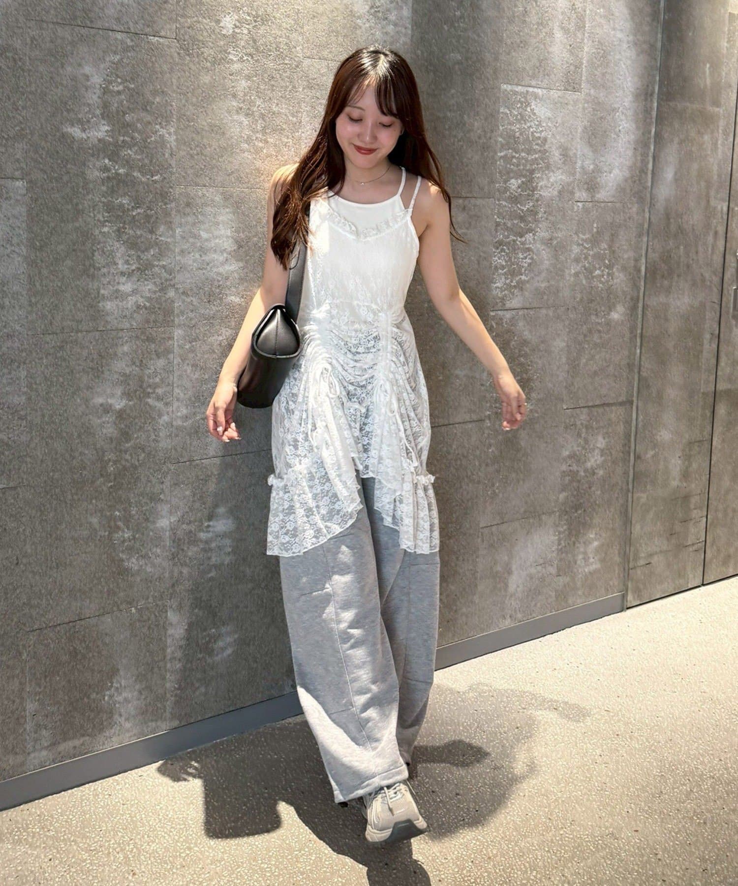 レイヤードを楽しむならコレ！】レースドロストキャミワンピース