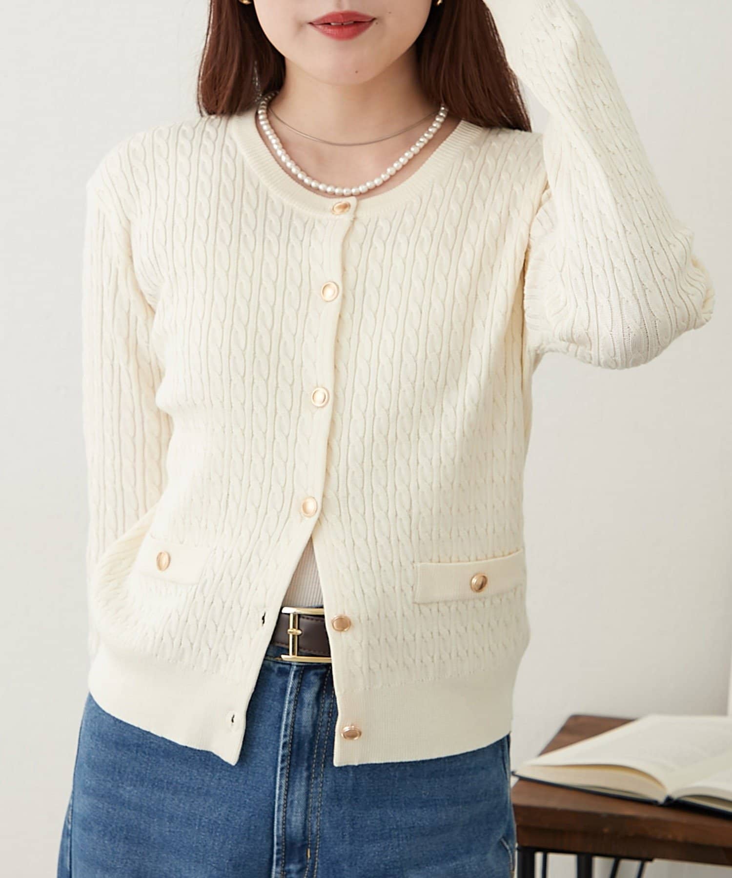 7色展開！カラバリ豊富！ケーブル金釦カーディガン | Remind me and