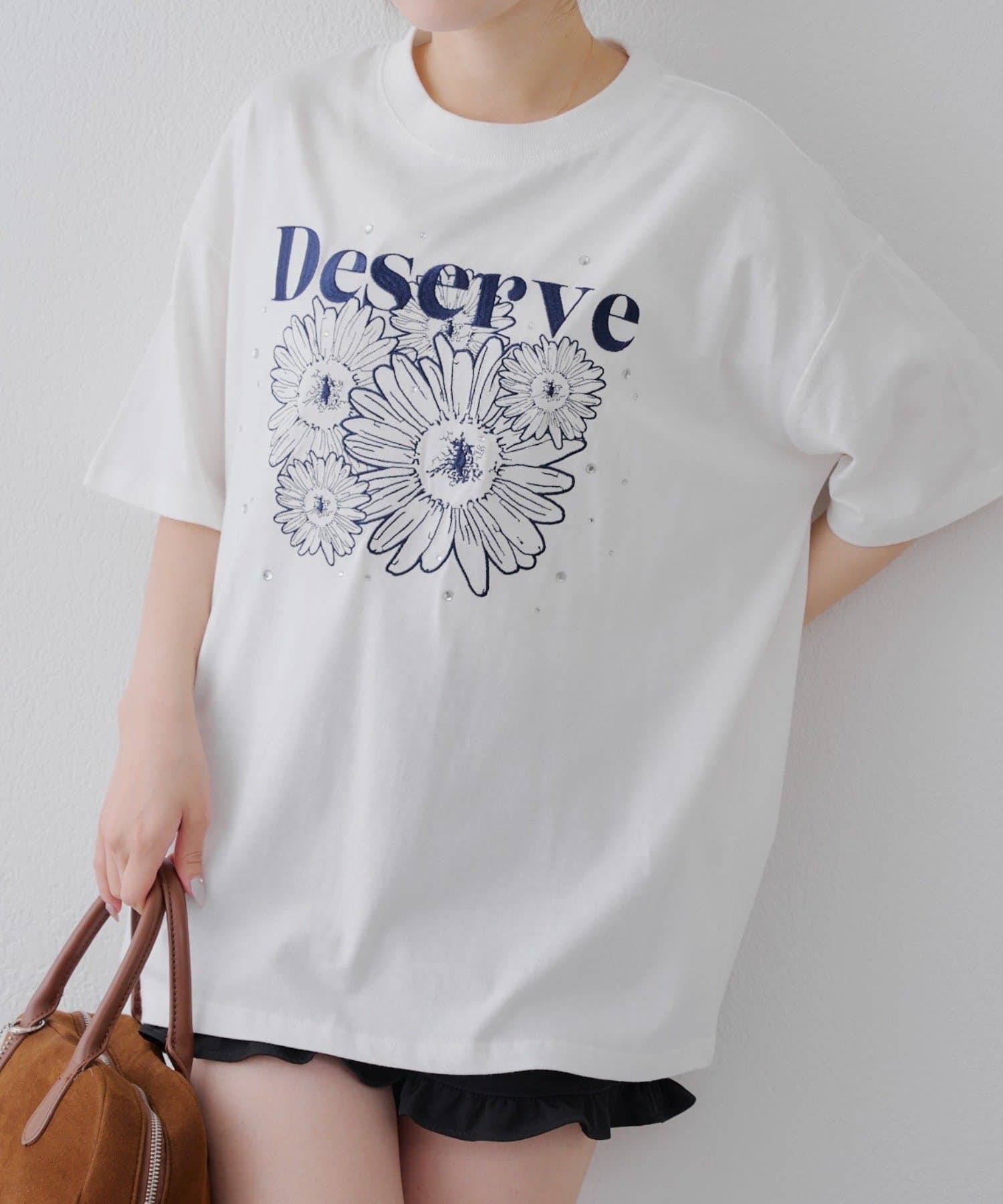 キラキラお花刺しゅうBigTシャツ | Remind me and forever