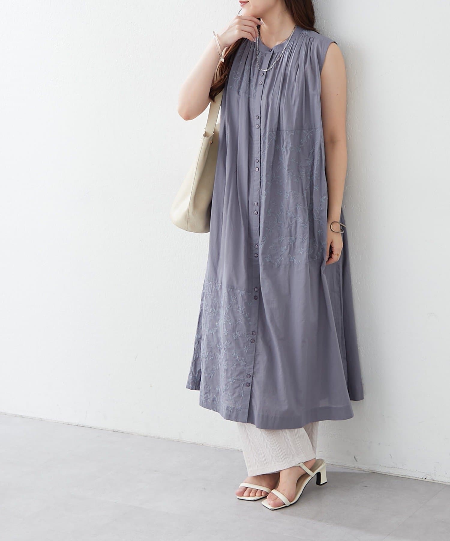 NAO】インド綿100%、刺繍ノースリワンピース | Remind me and