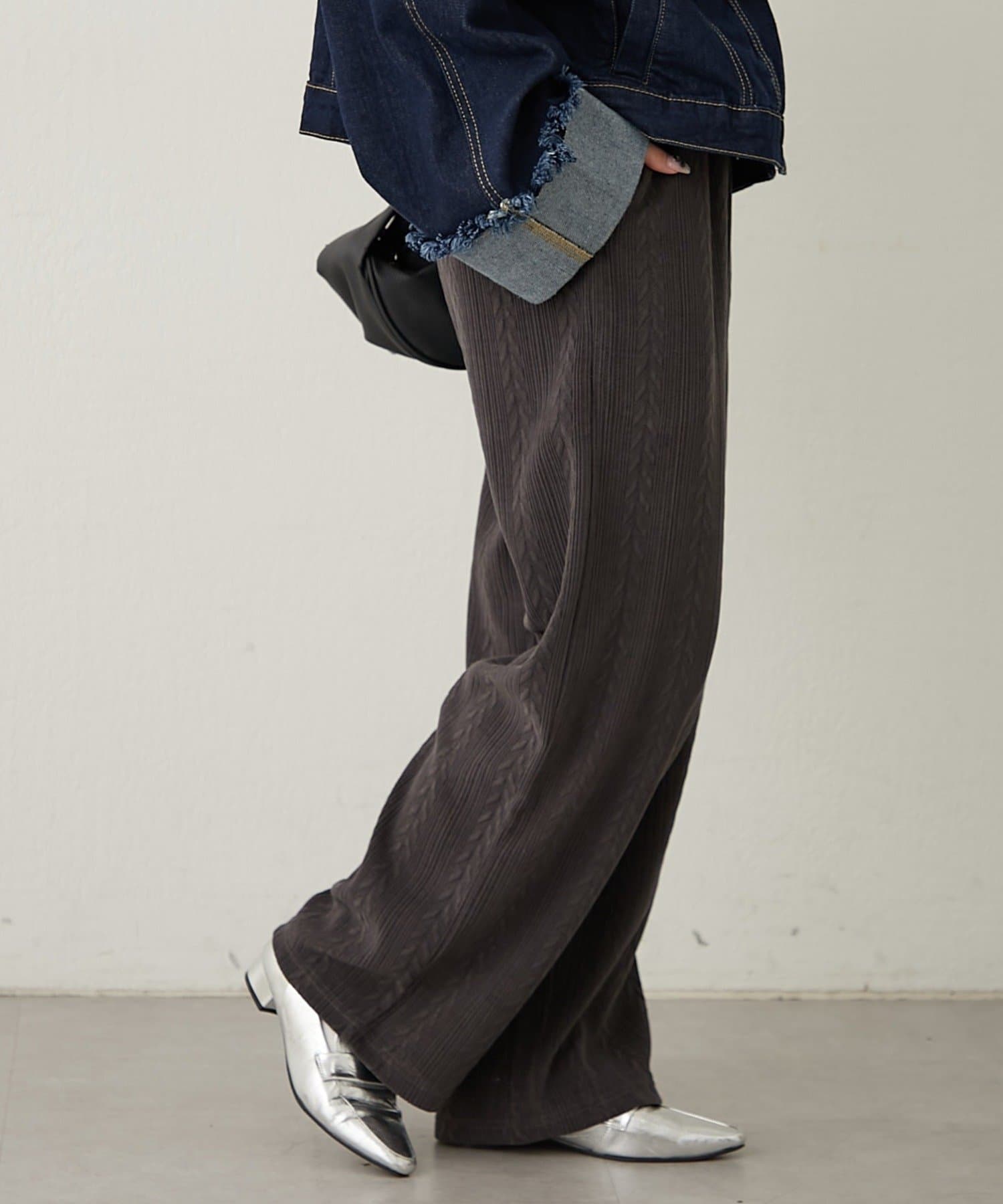 NICE CLAUP / OLIVE des OLIVE OUTLET(ナイスクラップ  / オリーブ デ オリーブ アウトレット) モールケーブルイージーパンツ