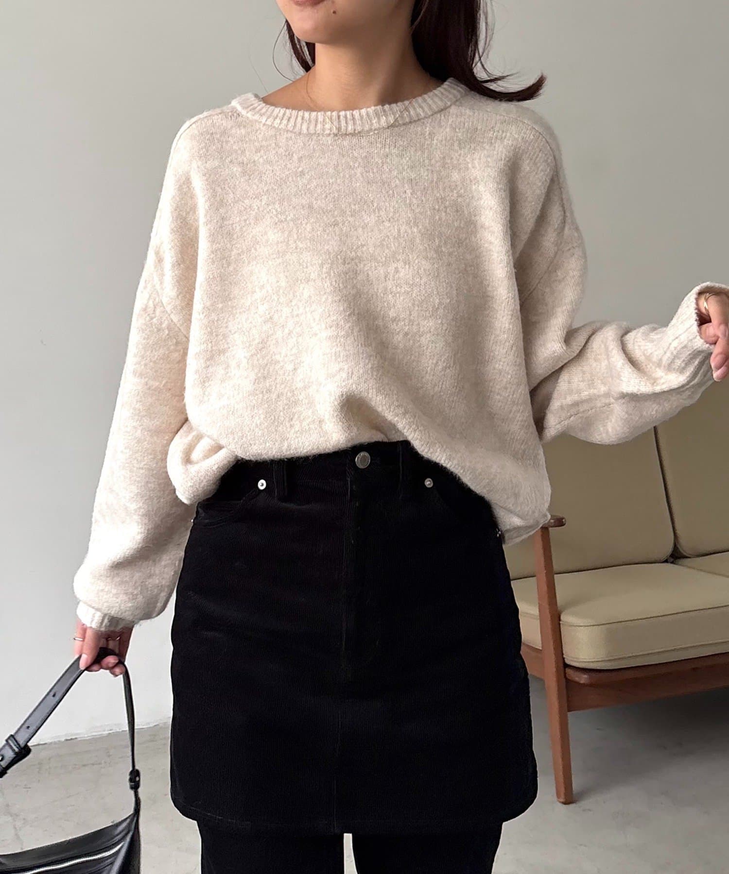 CAPRICIEUX LE'MAGE(カプリシュレマージュ) 【前後2WAY】もちふわ2WAYスキッパーニット