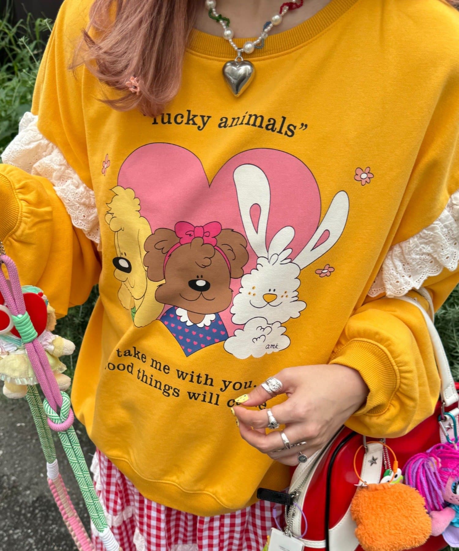 w closet(ダブルクローゼット) 【あみこ企画】lucky animals スウェット