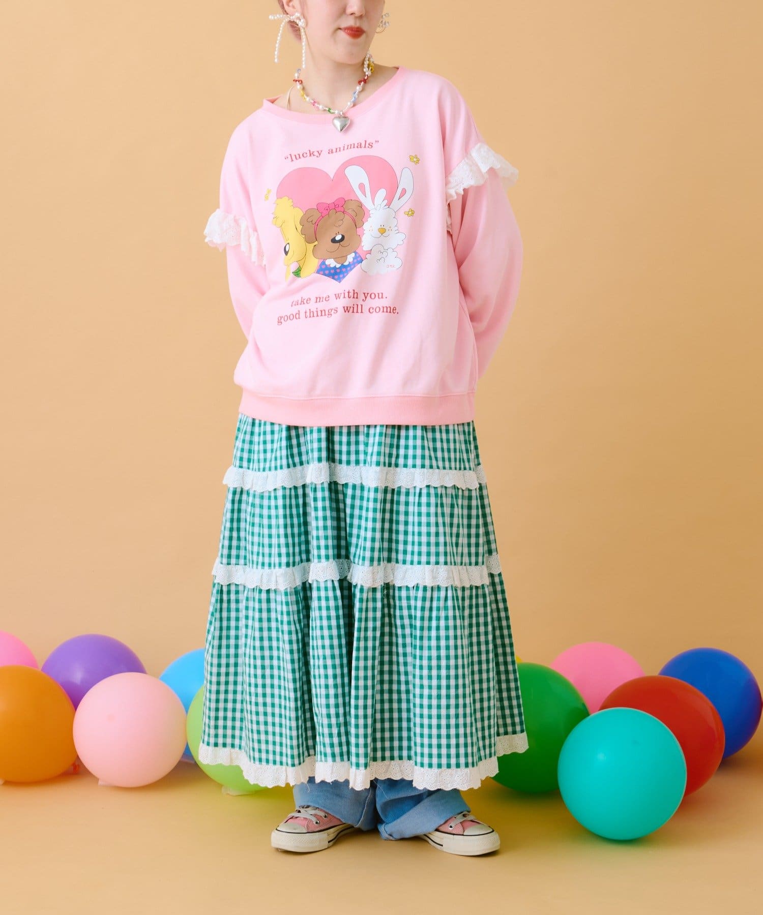 w closet(ダブルクローゼット) 【あみこ企画】lucky animals スウェット