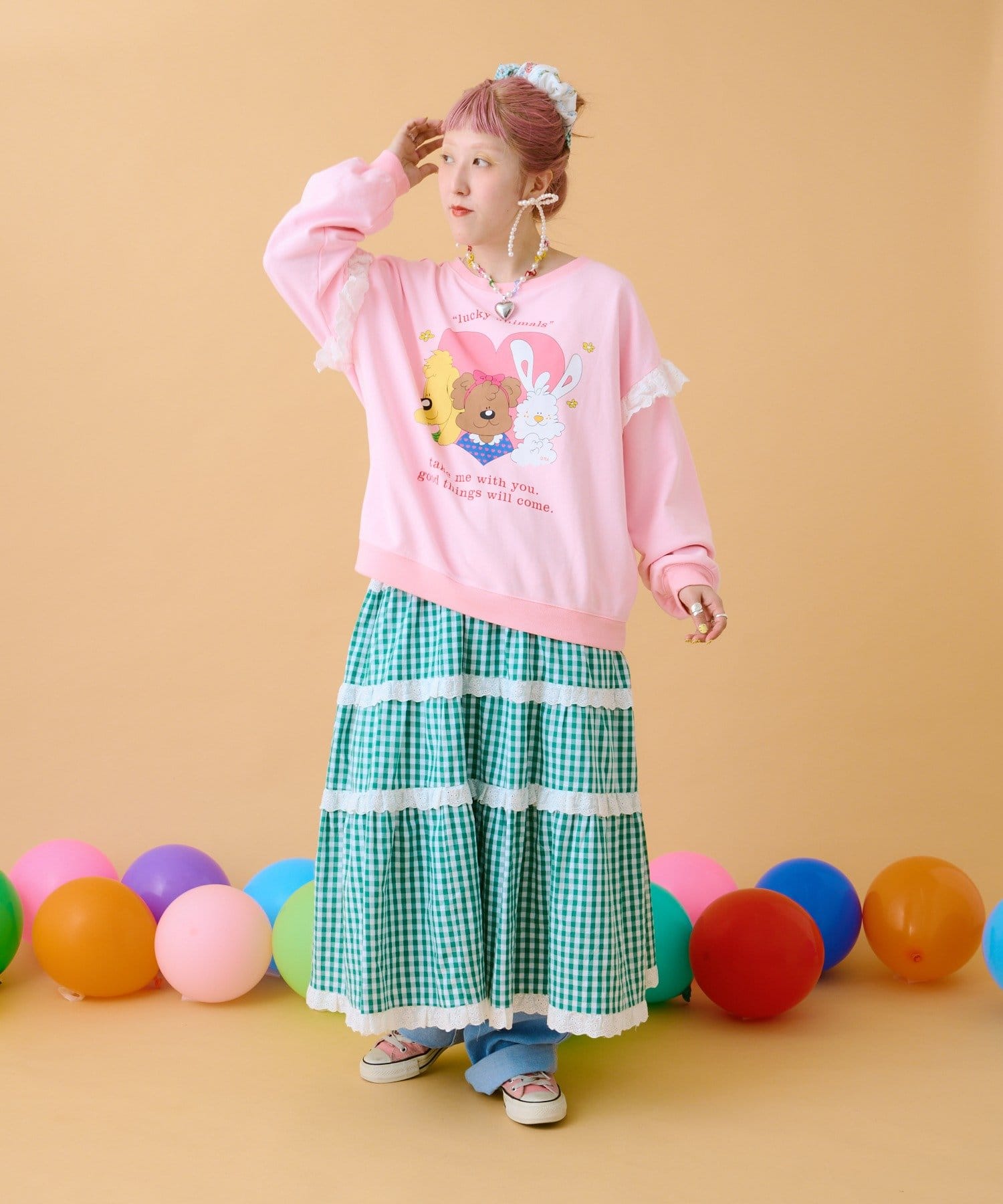 w closet(ダブルクローゼット) 【あみこ企画】lucky animals スウェット