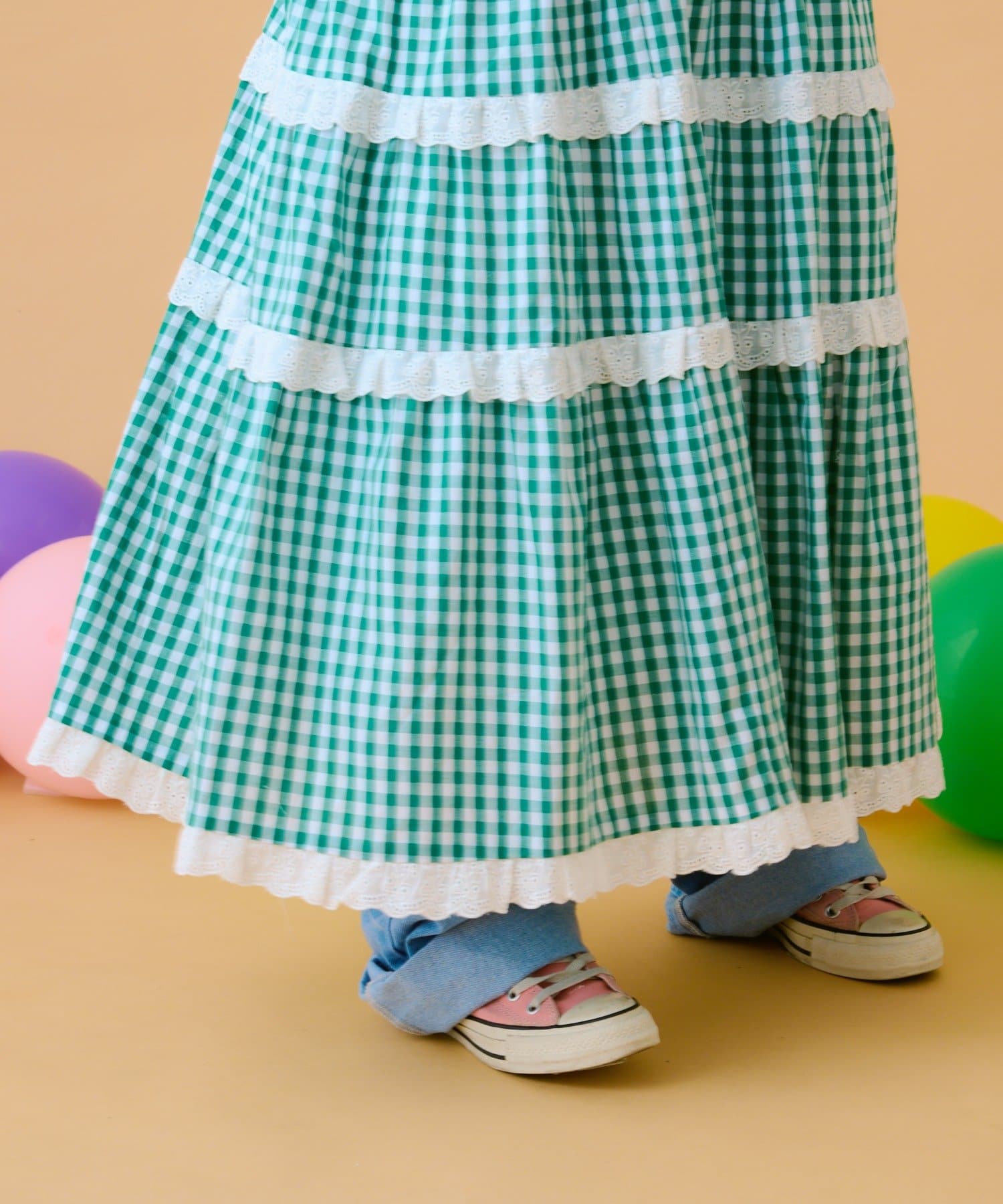ダブルクローゼット　あみこ企画　ふりふりギンガムチェックパンツ w closet（ダブルクローゼット）の「【あみこ企画】ふりふり