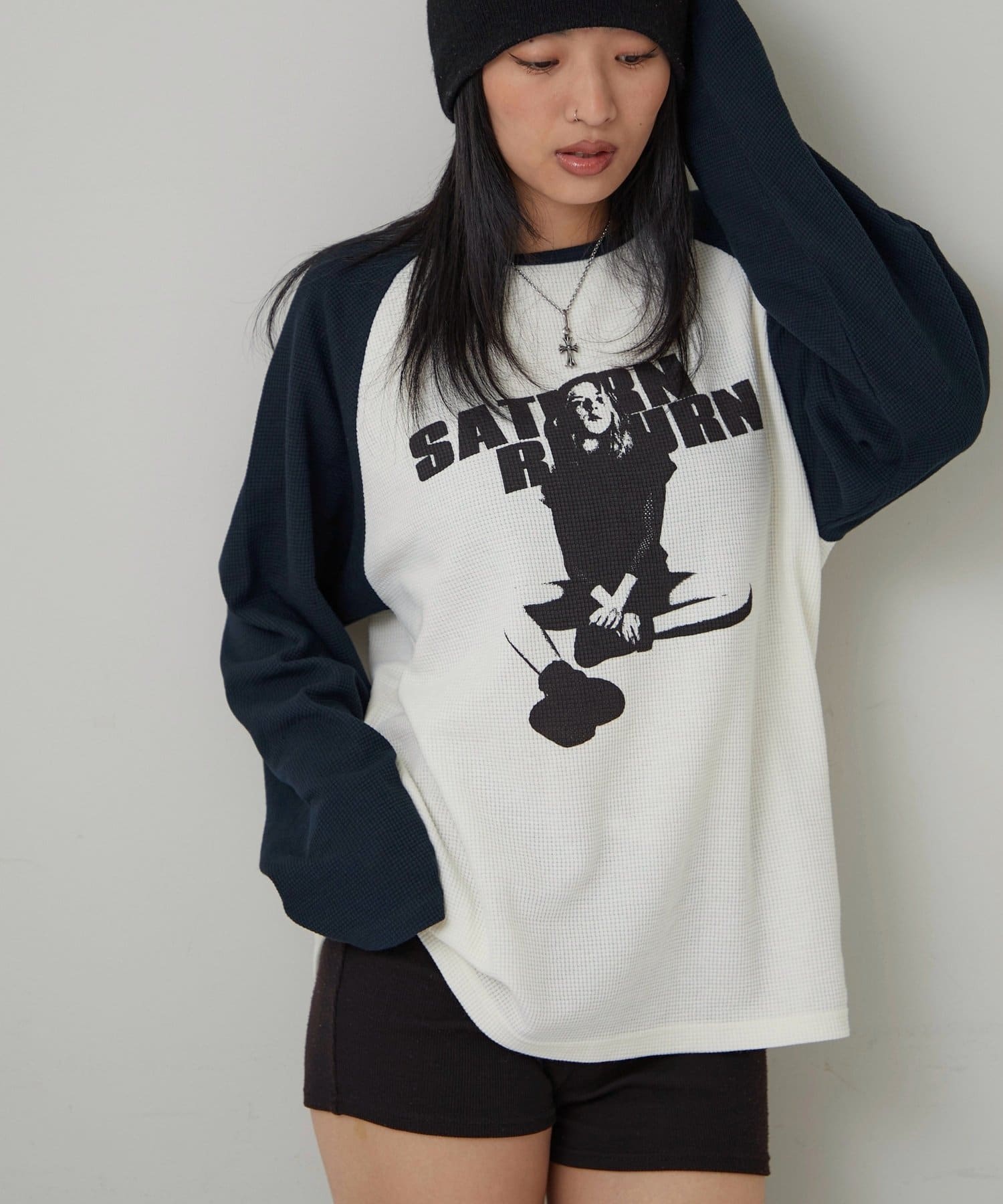 WHO’S WHO gallery(フーズフーギャラリー) 【WEB限定】シャーロットワッフルラグラントップス