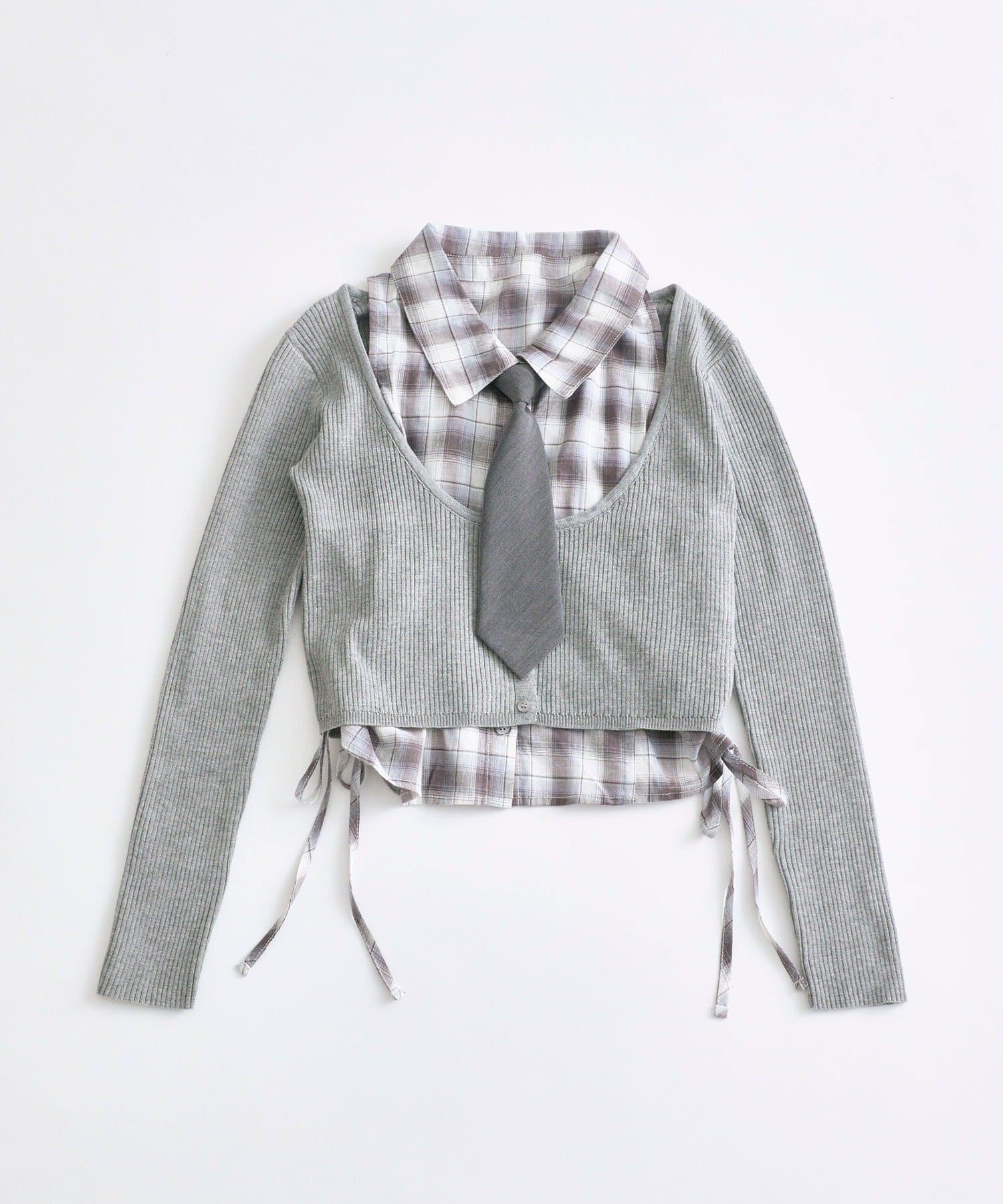 OLIVE des OLIVE(オリーブ デ オリーブ) ノースリシャツ×ニットカーデセット
