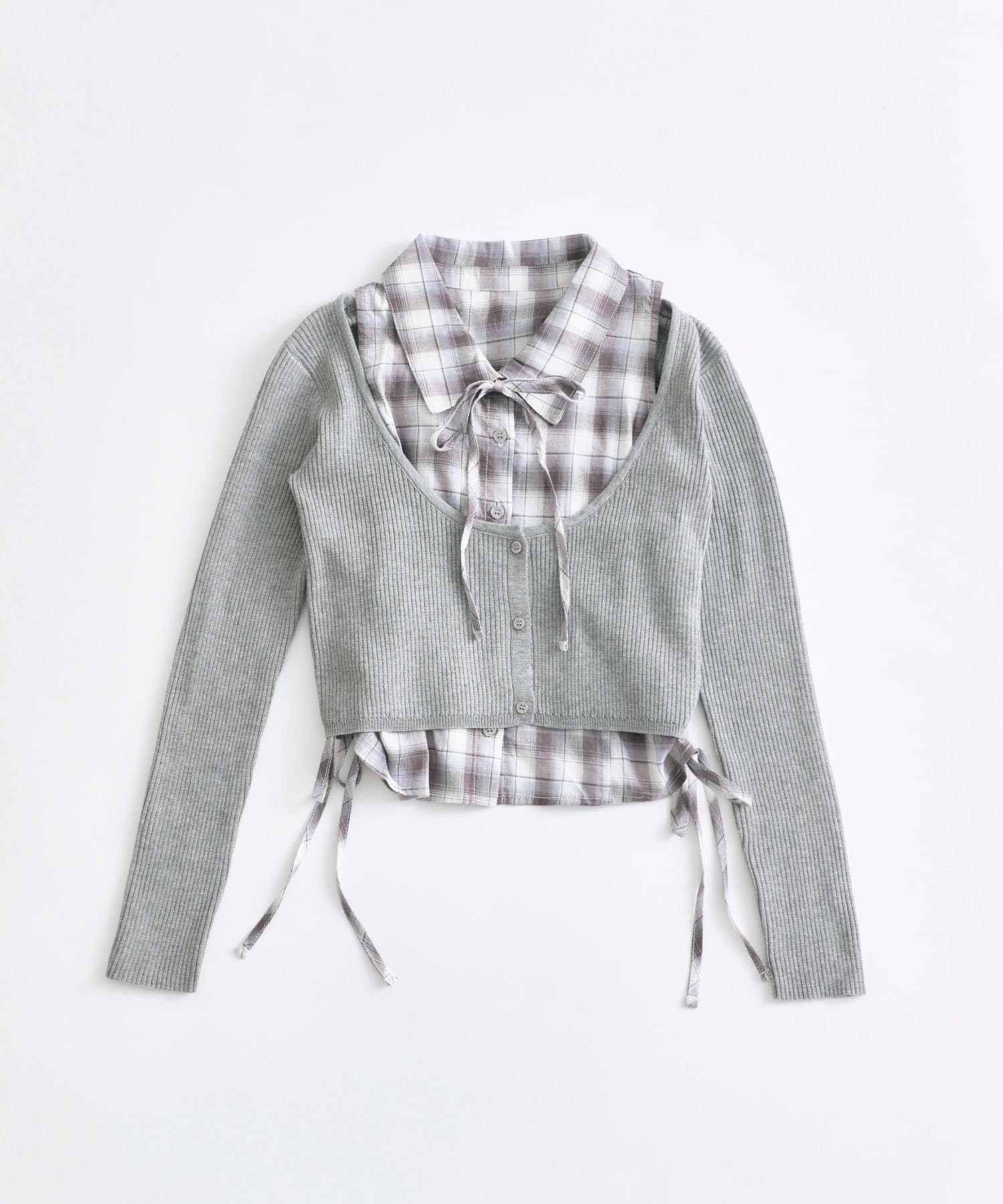 OLIVE des OLIVE(オリーブ デ オリーブ) ノースリシャツ×ニットカーデセット