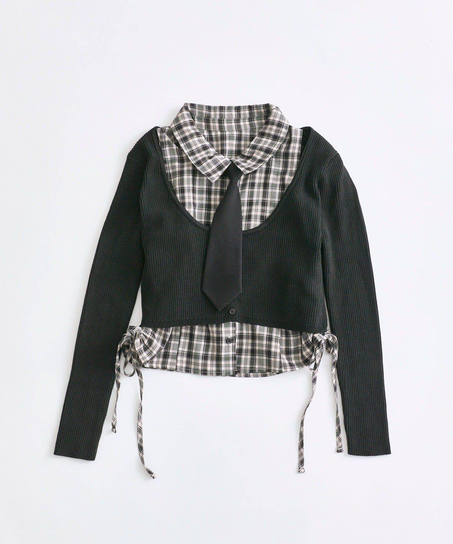 OLIVE des OLIVE(オリーブ デ オリーブ) ノースリシャツ×ニットカーデセット
