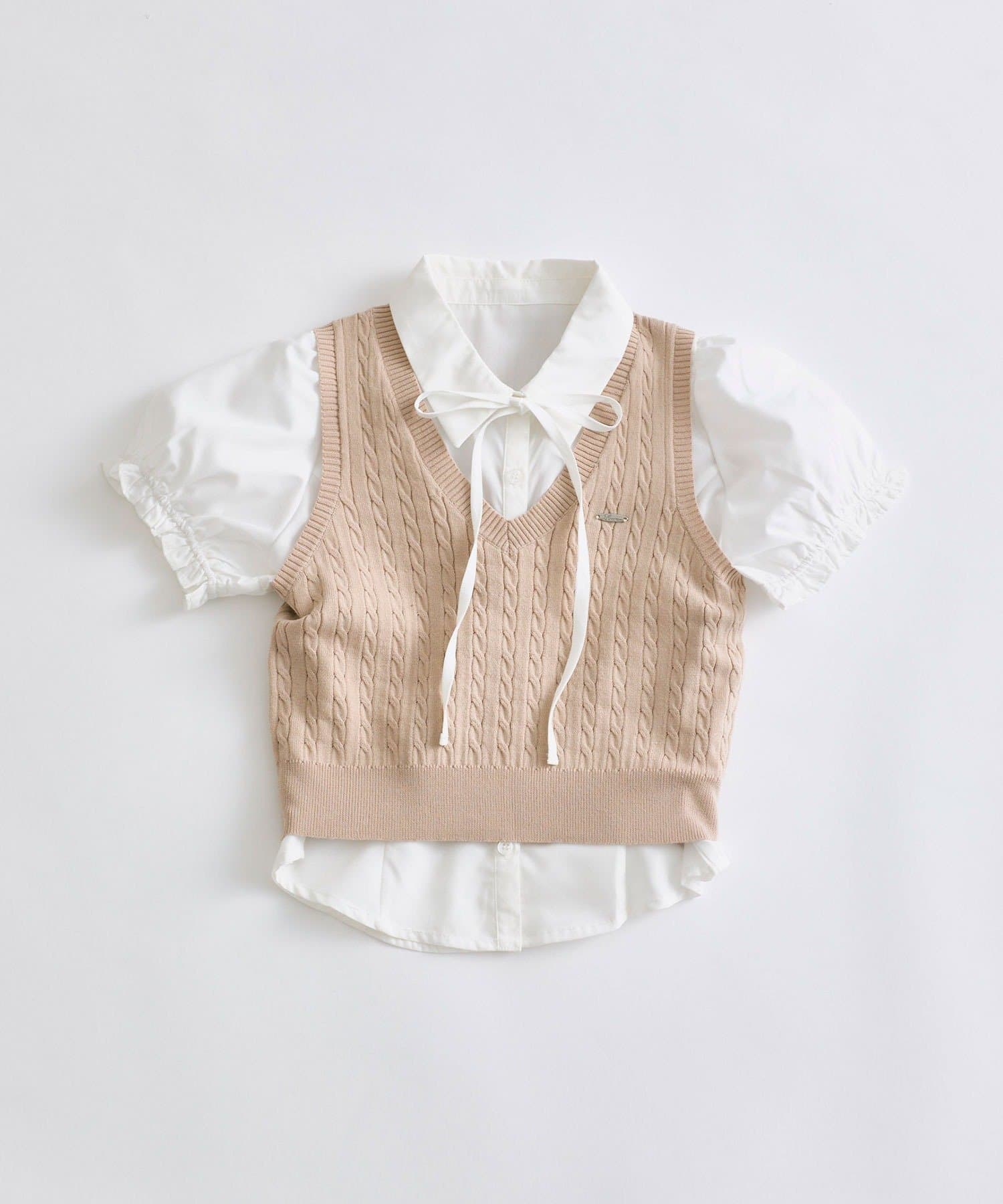 OLIVE des OLIVE(オリーブ デ オリーブ) シャツ×ケーブルベストセット