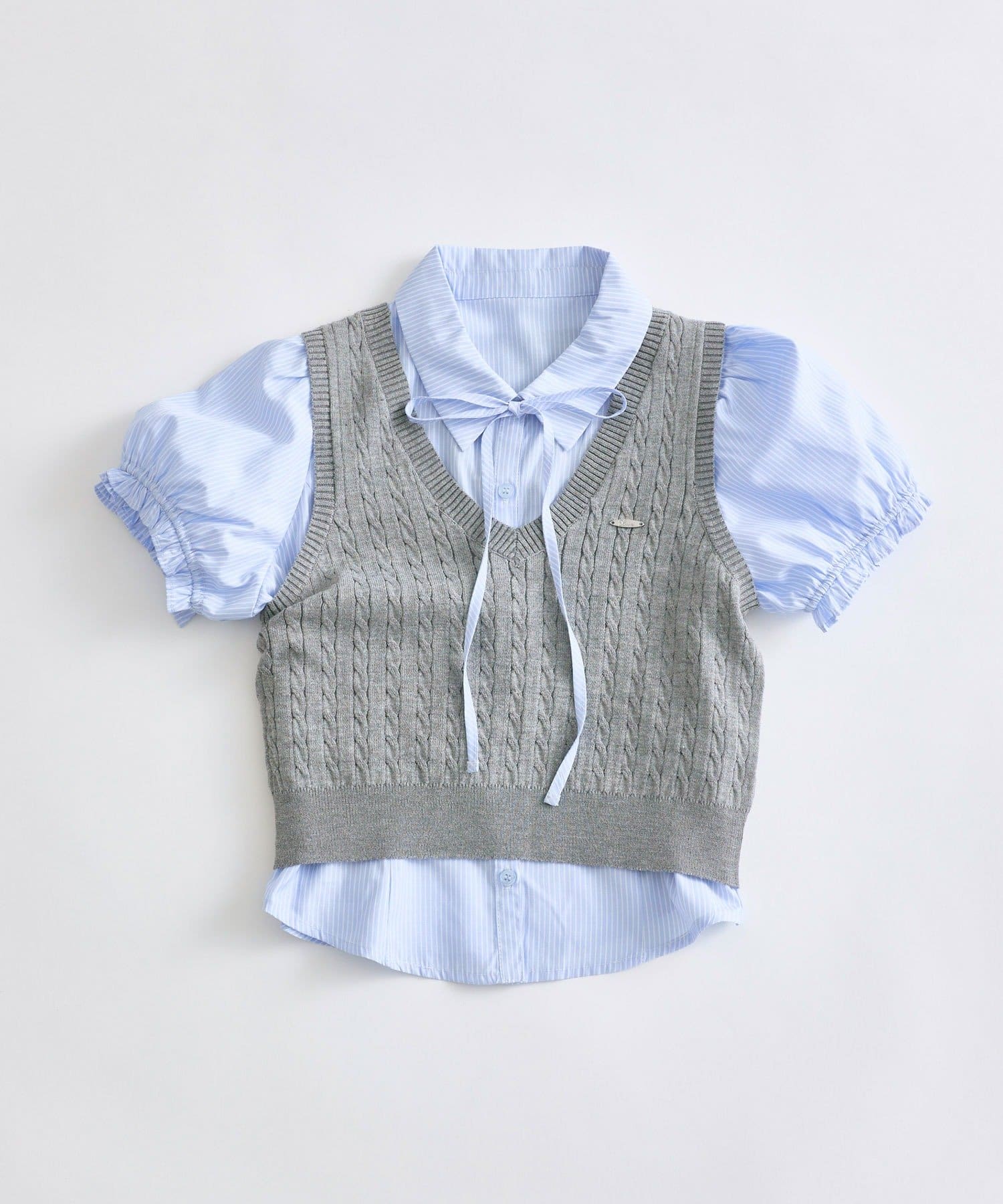 OLIVE des OLIVE(オリーブ デ オリーブ) シャツ×ケーブルベストセット