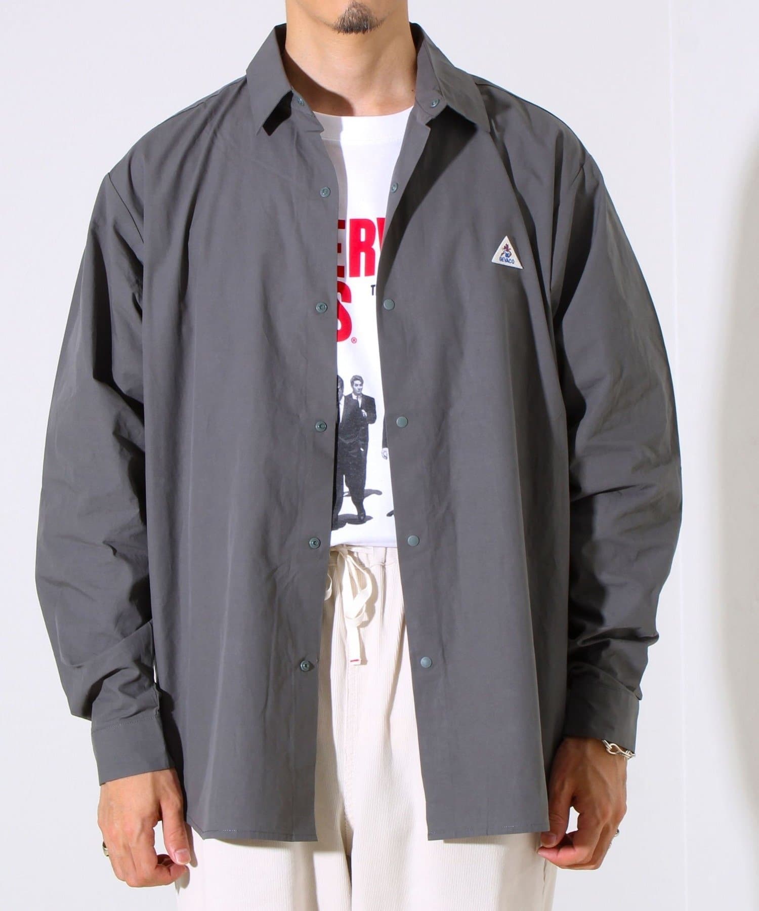 FREDY & GLOSTER(フレディ アンド グロスター) 【GEVACO】ドットボタンシャツ スナップボタン シャツ羽織