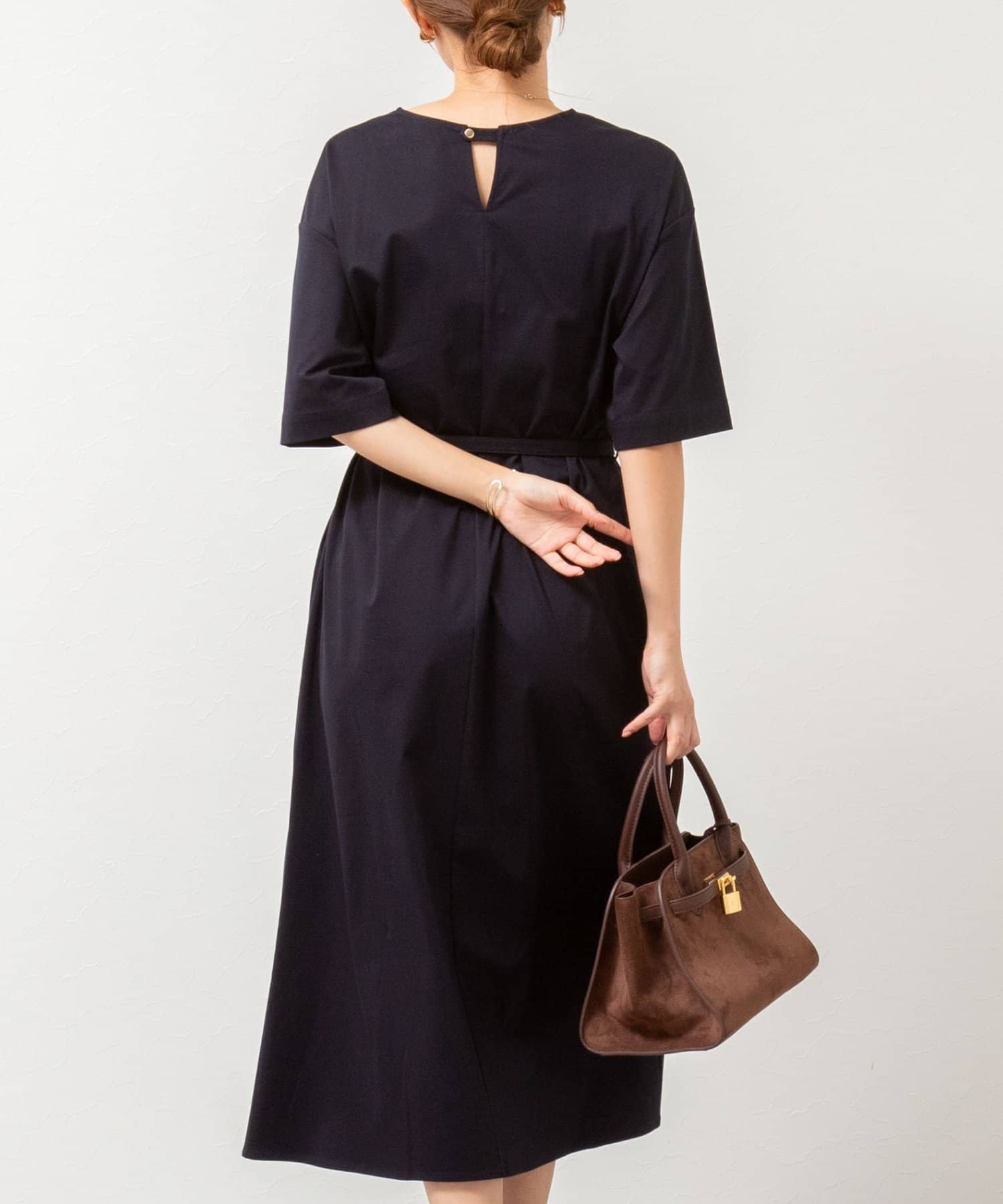 NOLLEY'S(ノーリーズ) ウォッシャブルシルケットスムース5分袖ワンピース