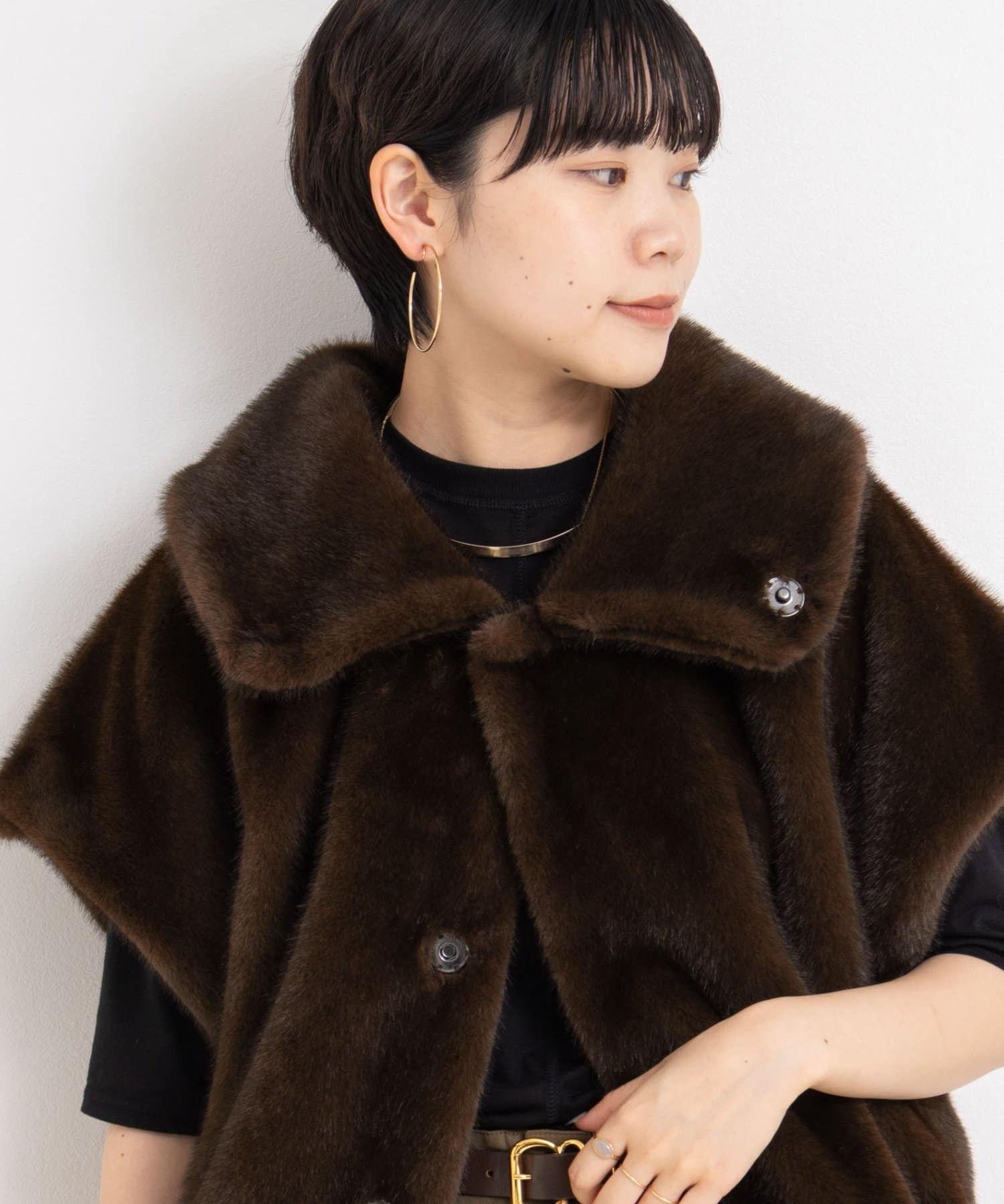 NOLLEY'S(ノーリーズ) エコファー衿付ベスト