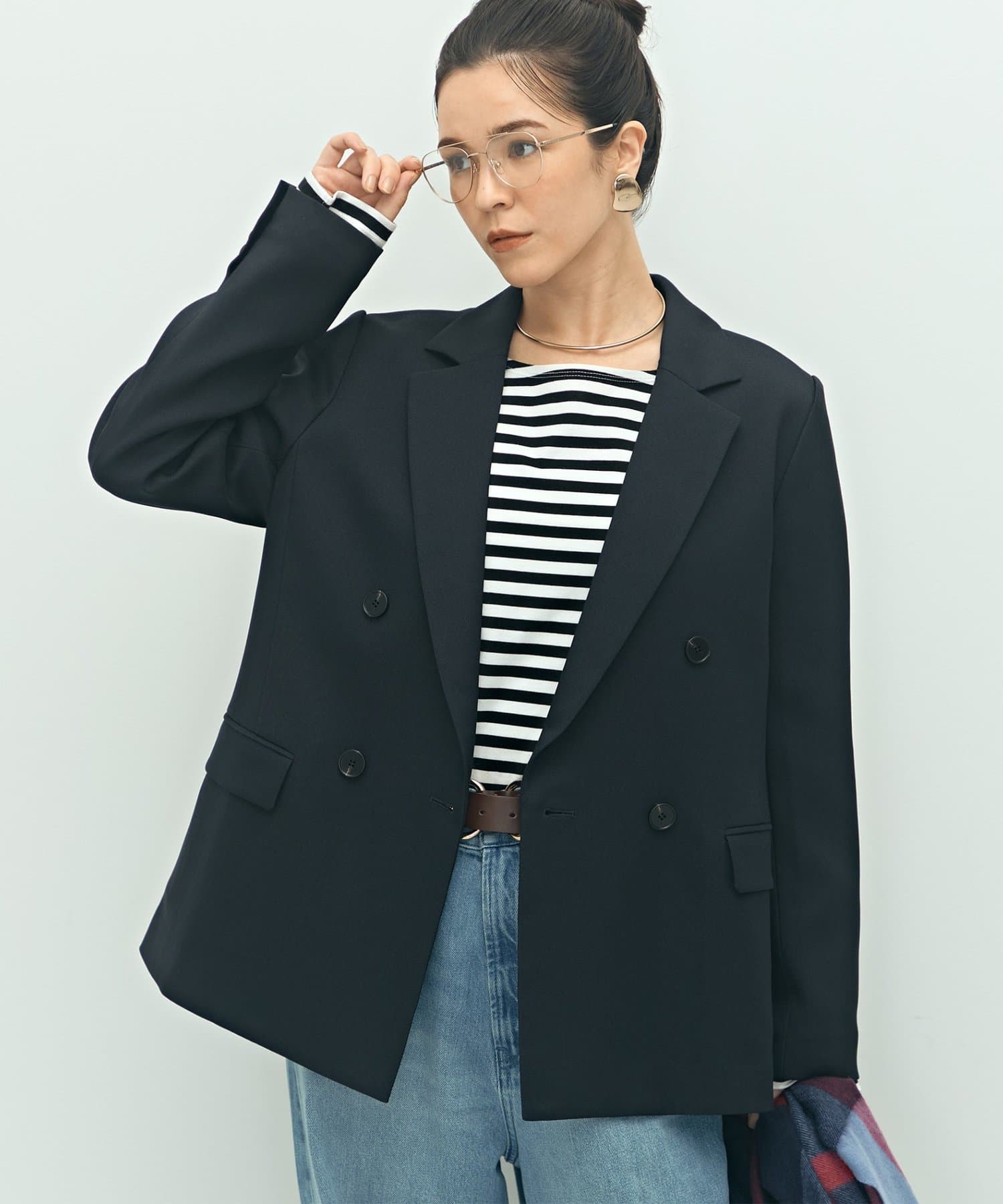 NOLLEY'S(ノーリーズ) 《セットアップ対応》ウォッシャブルウール調ストレッチダブルジャケット