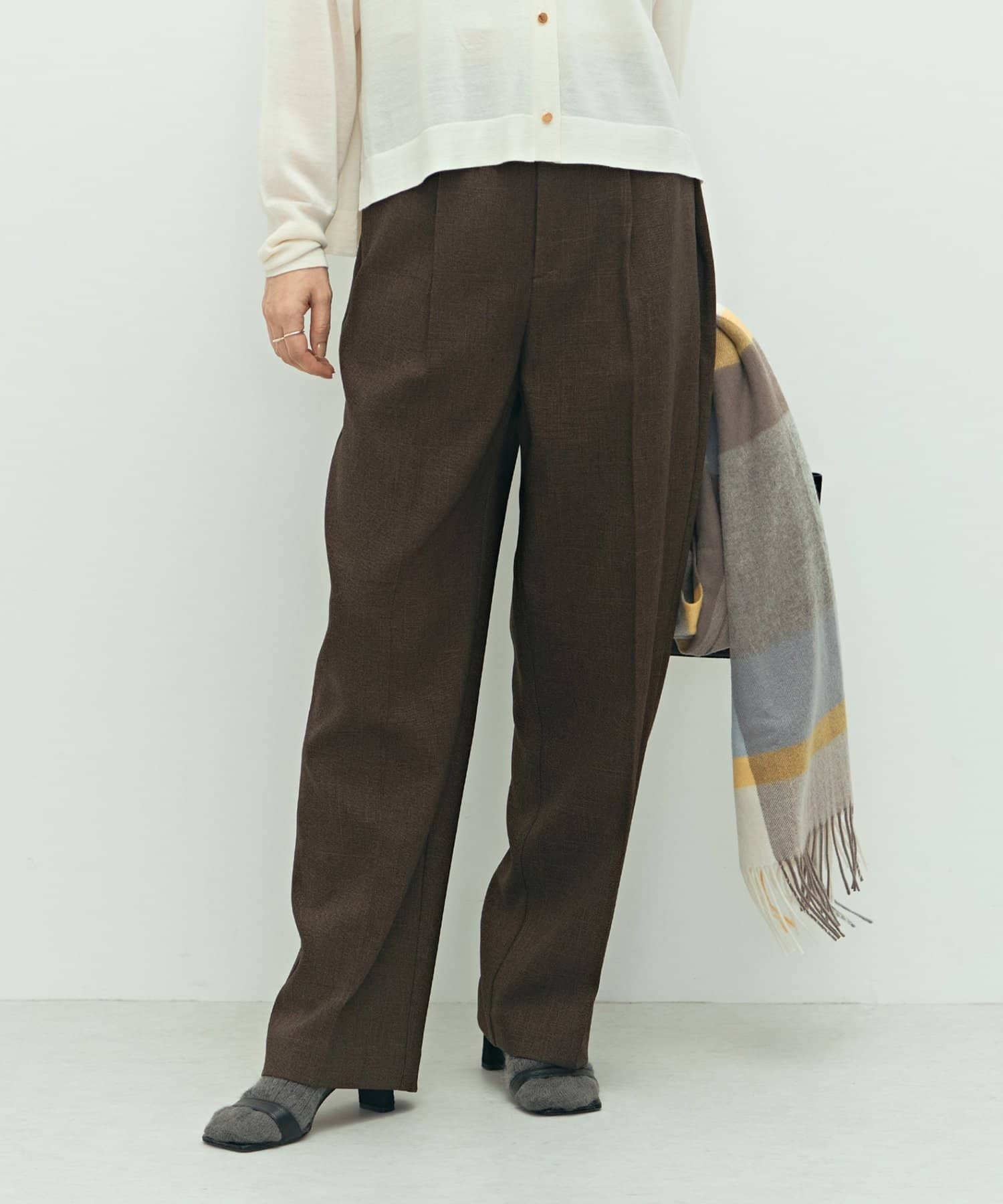 NOLLEY'S(ノーリーズ) 《セットアップ対応》ウォッシャブルウール調セミワイドパンツ