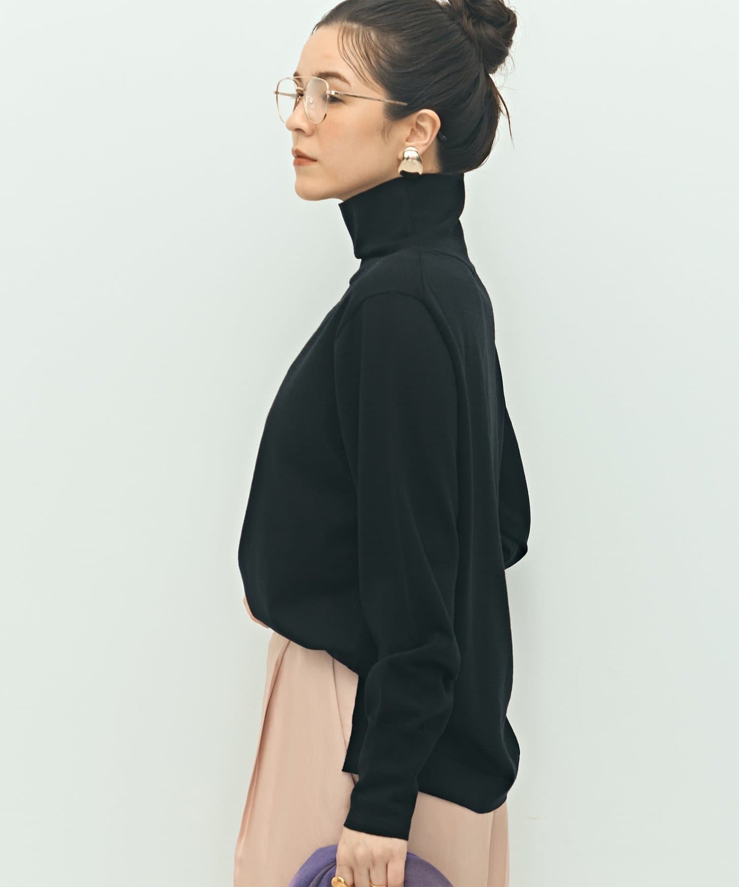 NOLLEY'S(ノーリーズ) 《手洗い可能》《アンサンブル対応》18G天竺ハイネックプルオーバーニット