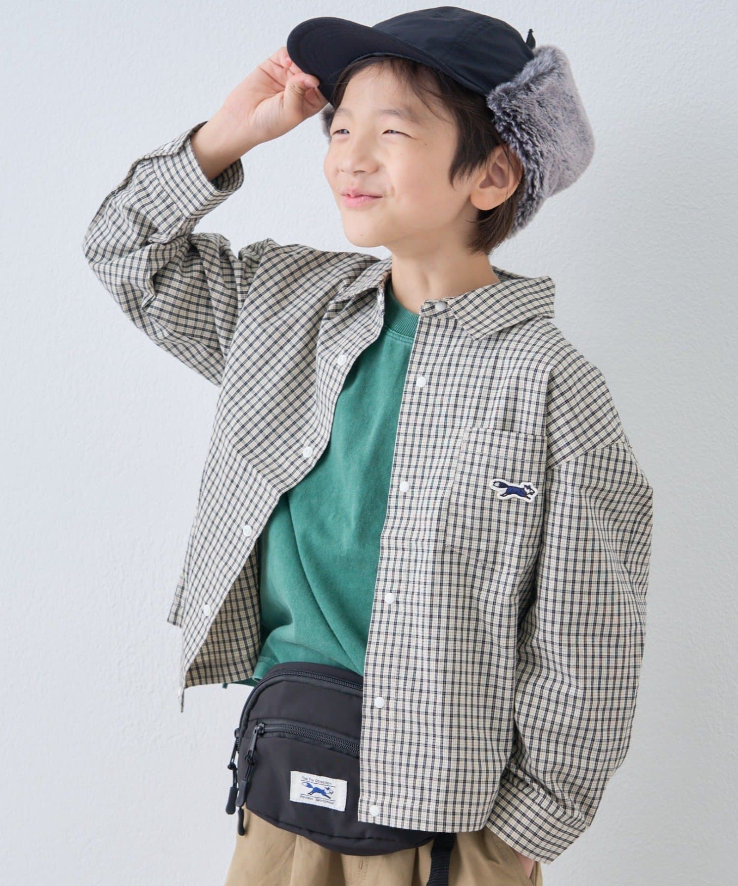 CIAOPANIC TYPY(チャオパニックティピー) 【KIDS】【FOX×TYPY】チェックオーバーシャツ