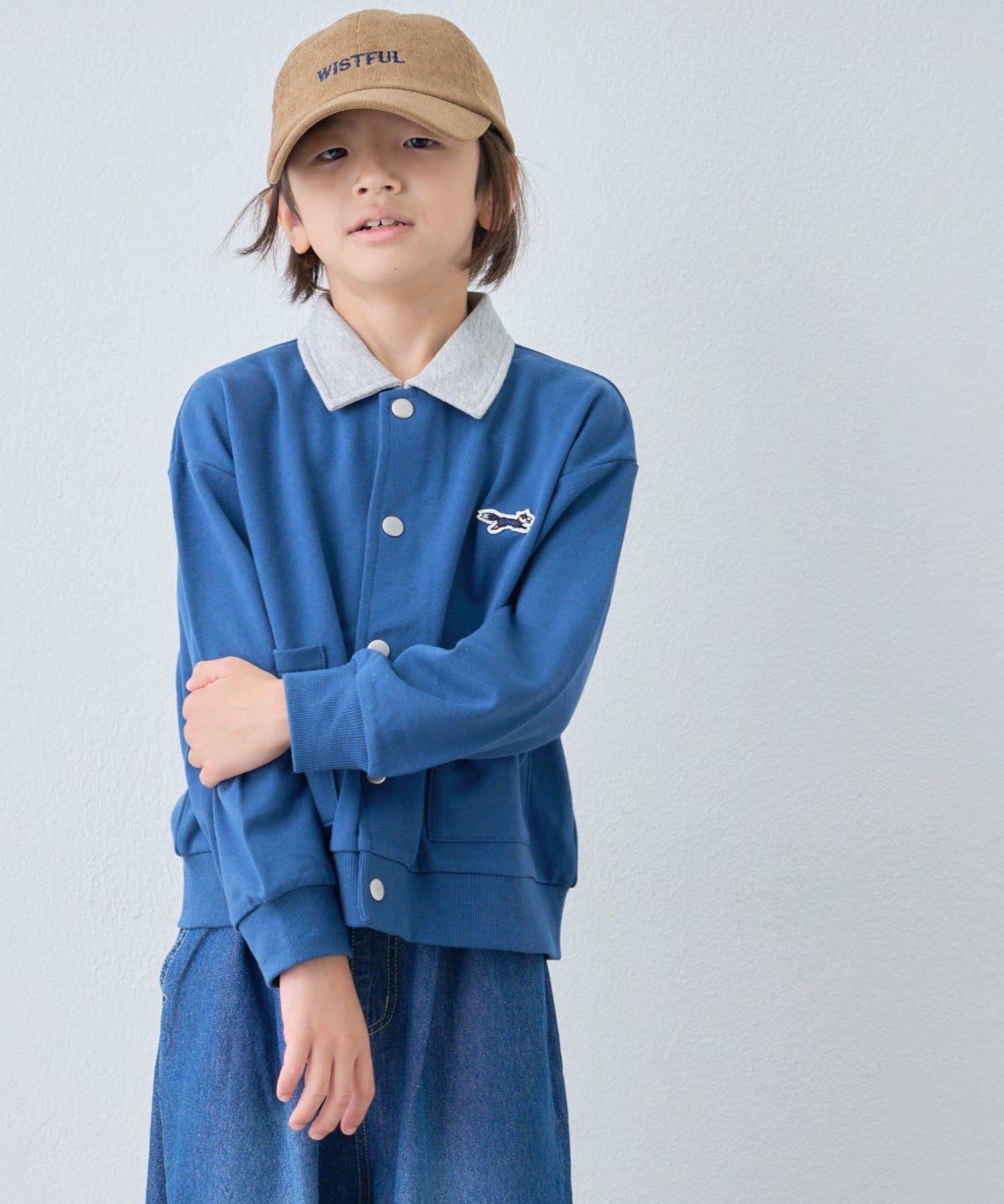 CIAOPANIC TYPY(チャオパニックティピー) 【KIDS】【FOX×TYPY】配色襟付きワンポイント裏毛スナップカーディガン