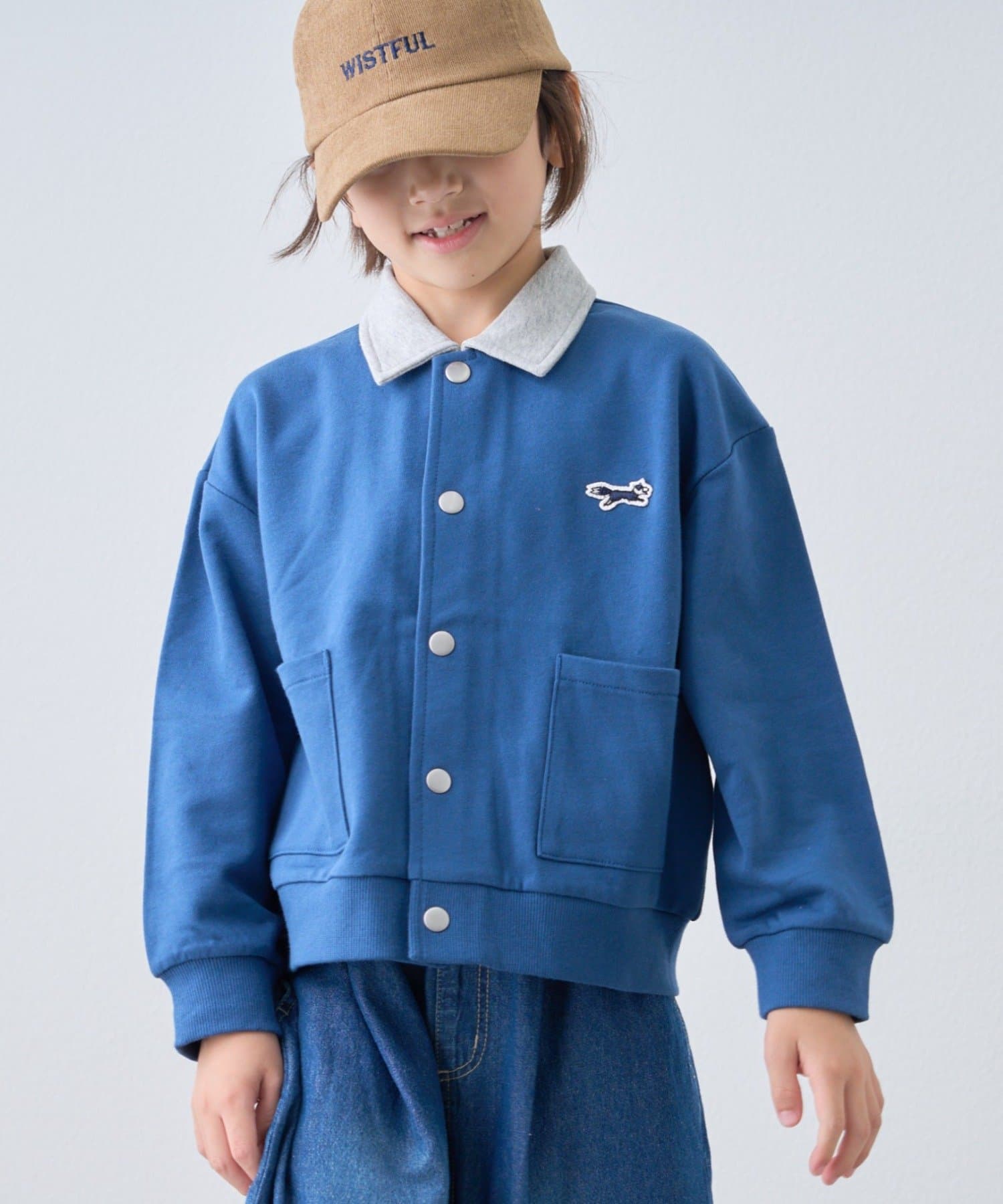 CIAOPANIC TYPY(チャオパニックティピー) 【KIDS】【FOX×TYPY】配色襟付きワンポイント裏毛スナップカーディガン