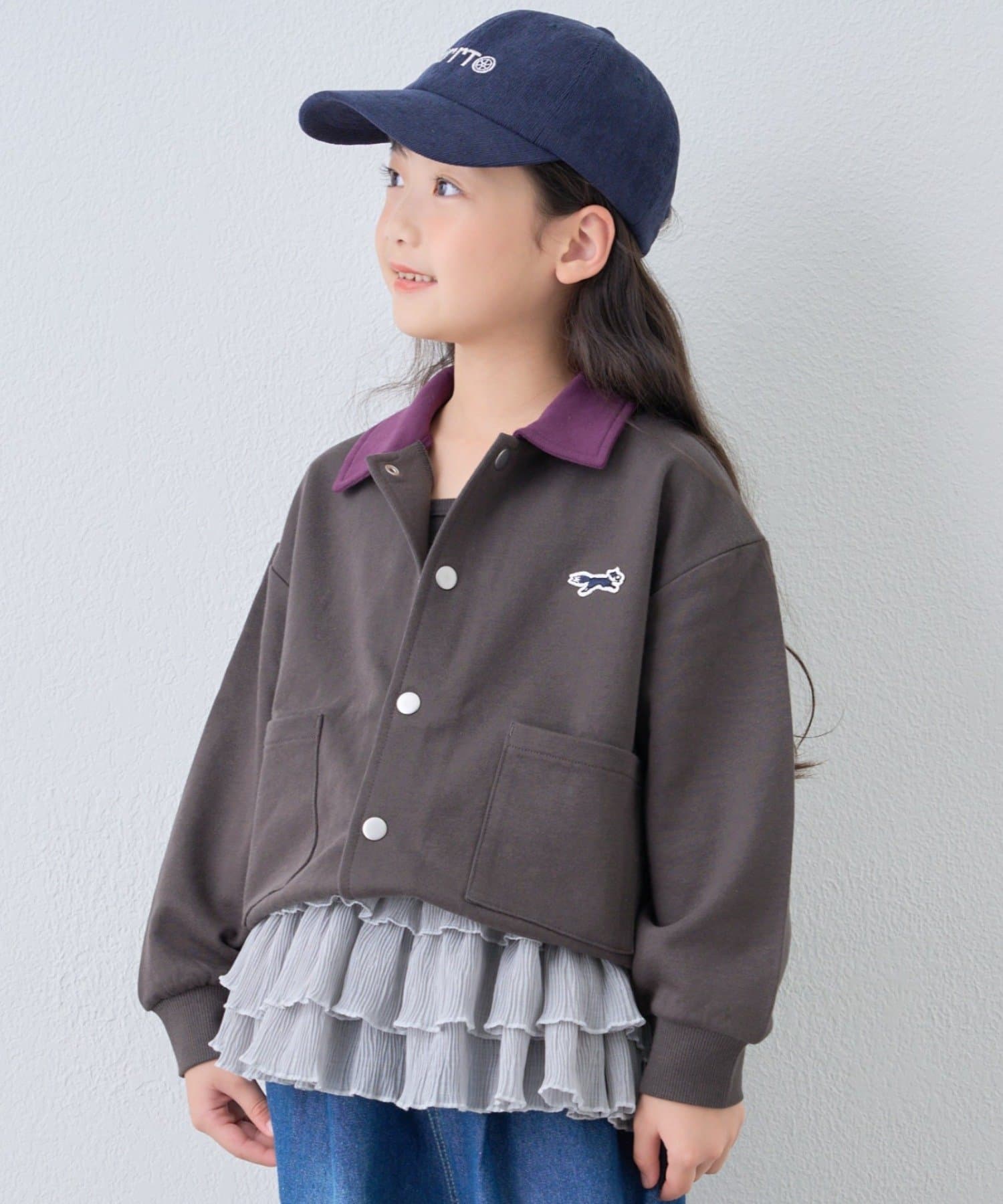 CIAOPANIC TYPY(チャオパニックティピー) 【KIDS】【FOX×TYPY】配色襟付きワンポイント裏毛スナップカーディガン
