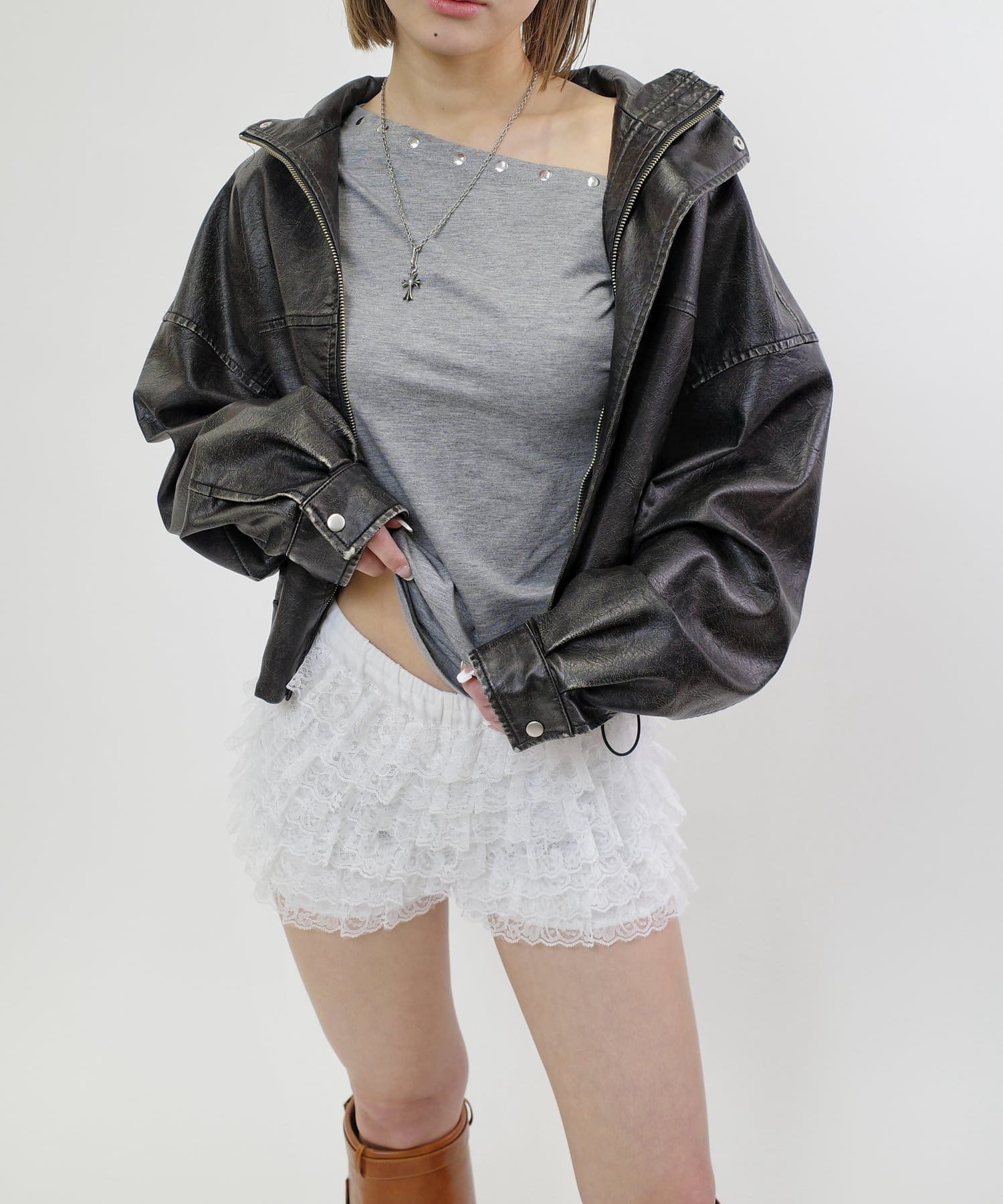 OUTLET(アウトレット) 【WHO'S WHO gallery】ヴィンテージライクレザーブルゾン