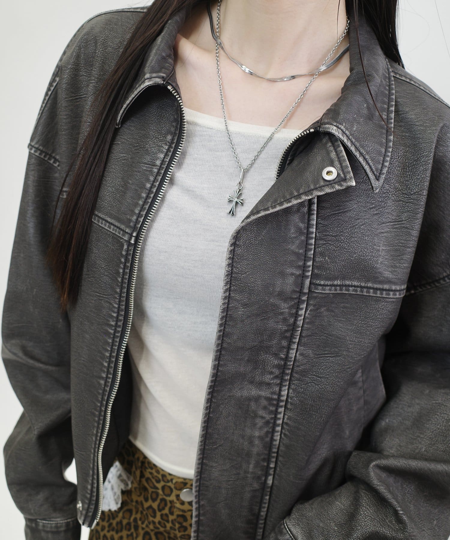 OUTLET(アウトレット) 【WHO'S WHO gallery】ヴィンテージライクレザーブルゾン