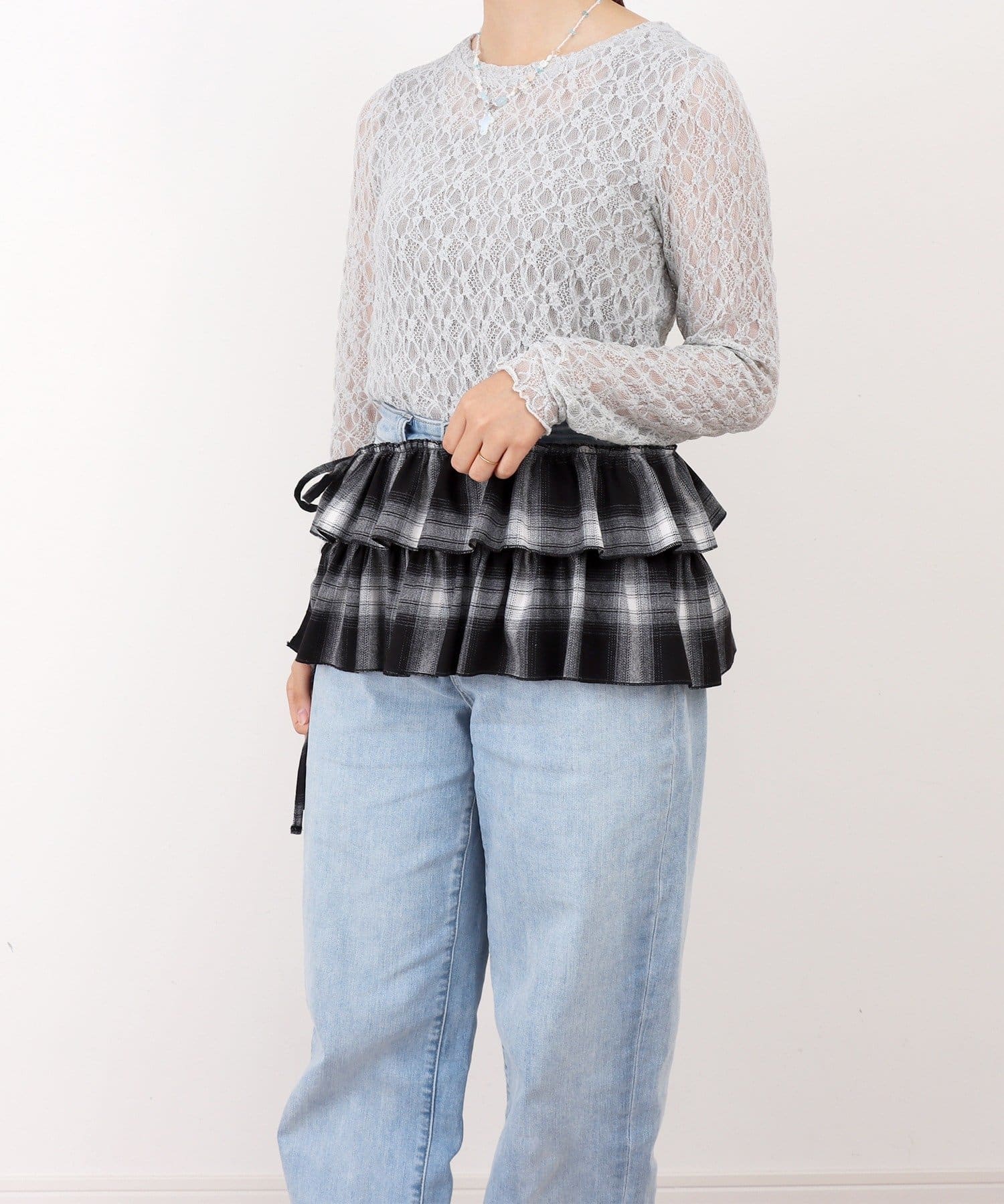 未使用タグ付き】ALCONQUINS フリルミニスカート オリーブグリーン