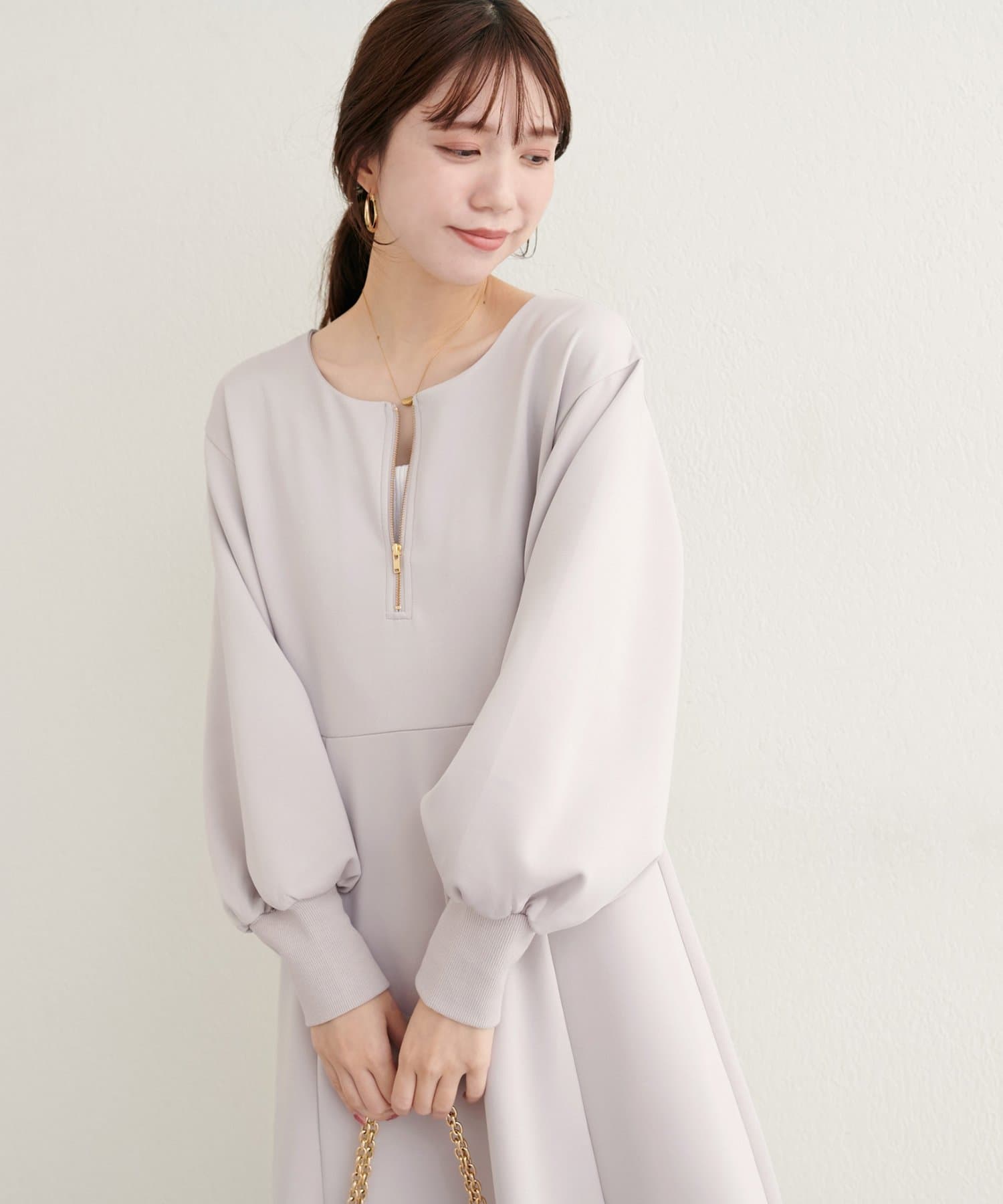 WEB限定】フロントZIPダンボールワンピース | natural couture