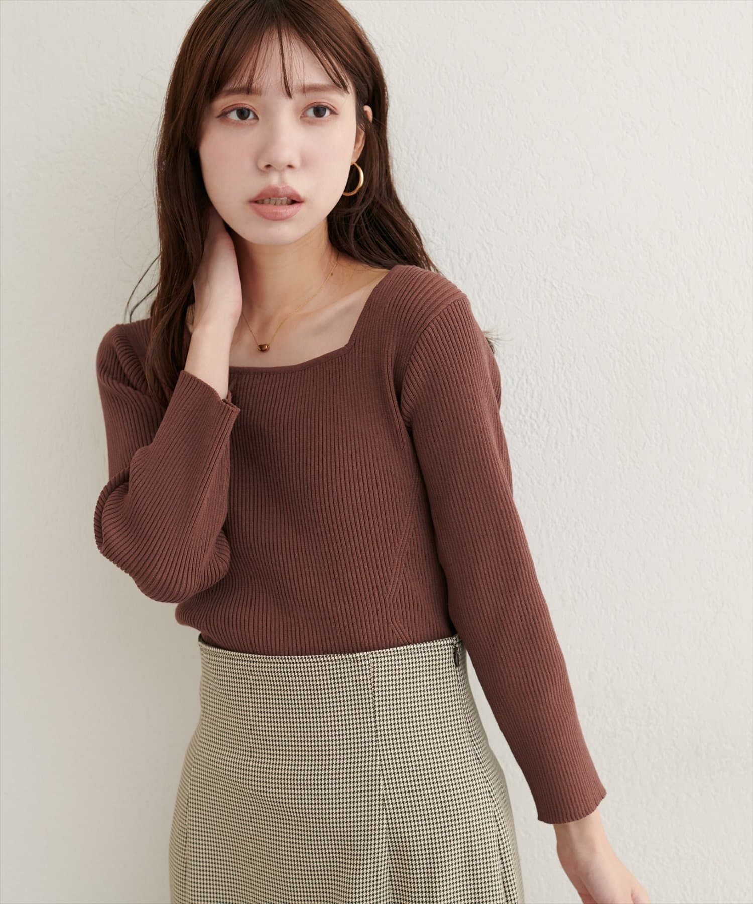 natural couture(ナチュラルクチュール) 【ako】前後2WAY7分袖リブニット