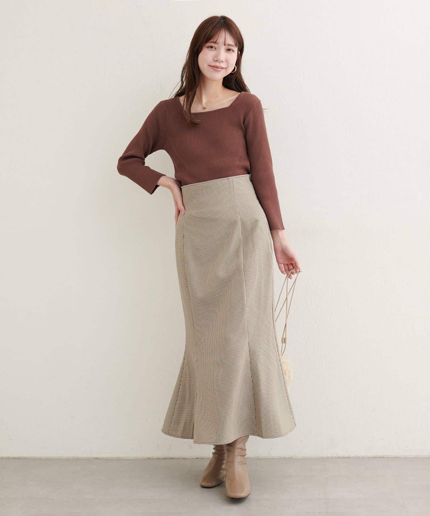 natural couture(ナチュラルクチュール) 【ako】前後2WAY7分袖リブニット