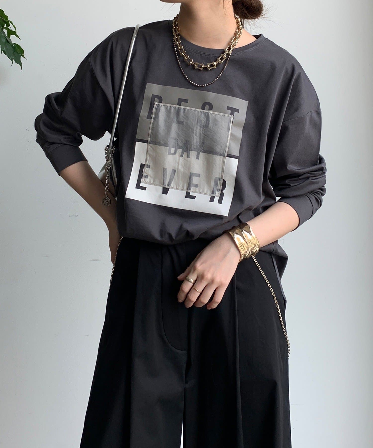 DOUDOU(ドゥドゥ) 【WEB限定】ロゴオーガンジーロンTEE