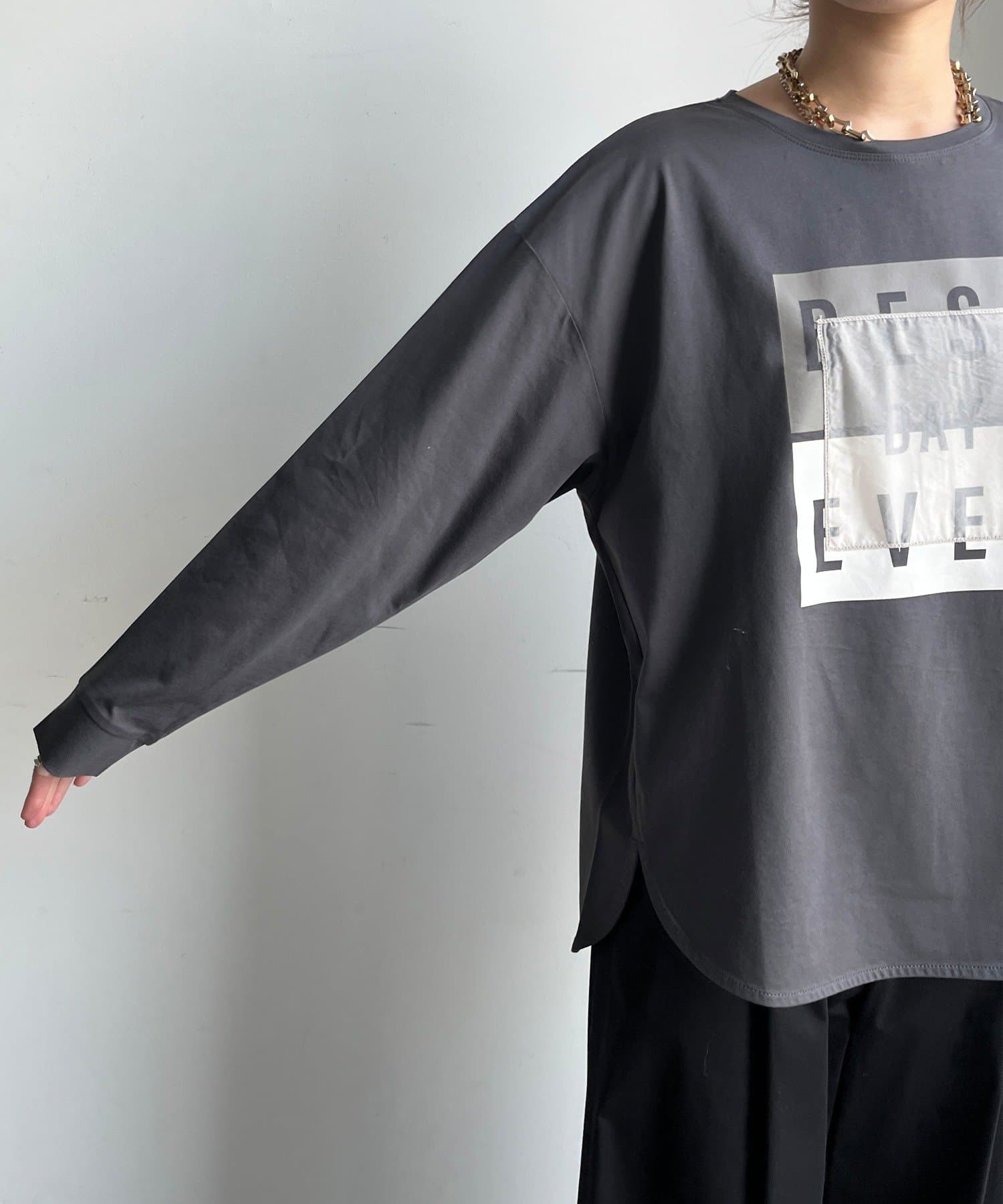 DOUDOU(ドゥドゥ) 【WEB限定】ロゴオーガンジーロンTEE
