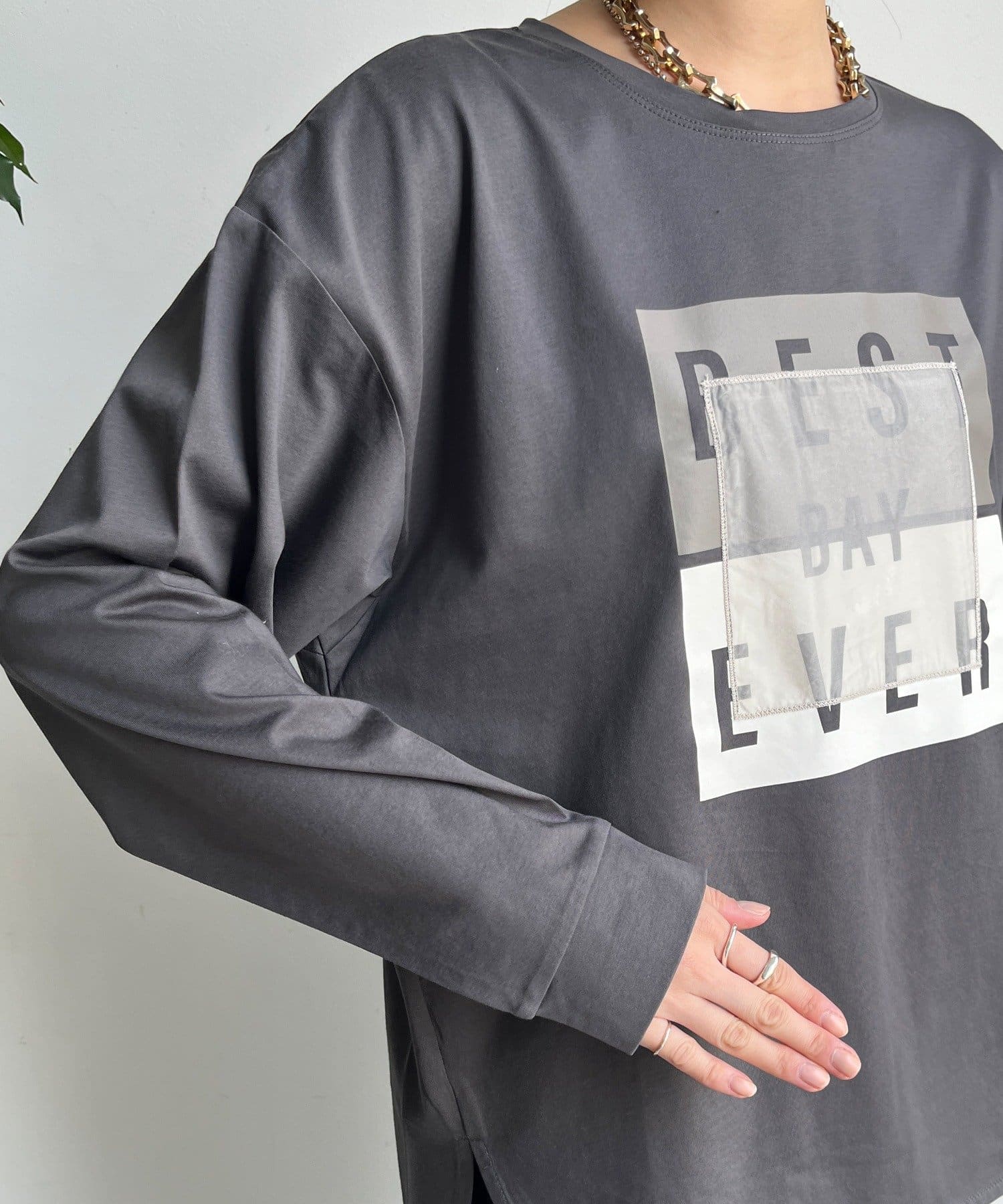 DOUDOU(ドゥドゥ) 【WEB限定】ロゴオーガンジーロンTEE