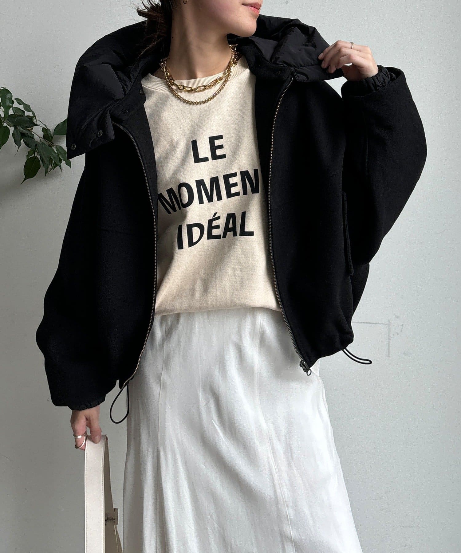 DOUDOU(ドゥドゥ) 【WEB限定】フラノ×タフタブルゾン