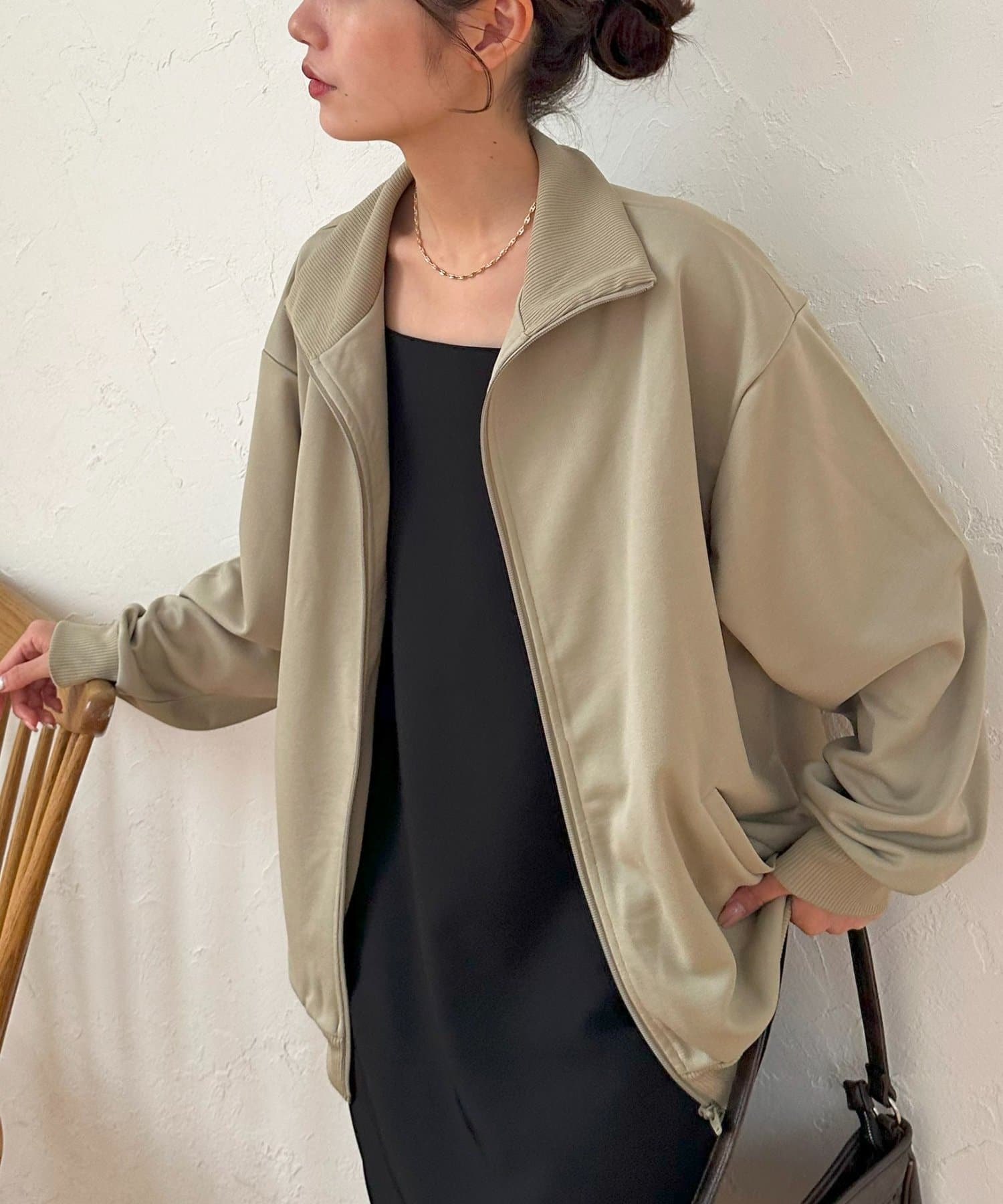 ラウンジドレス ジャージーショートコート ブラウン