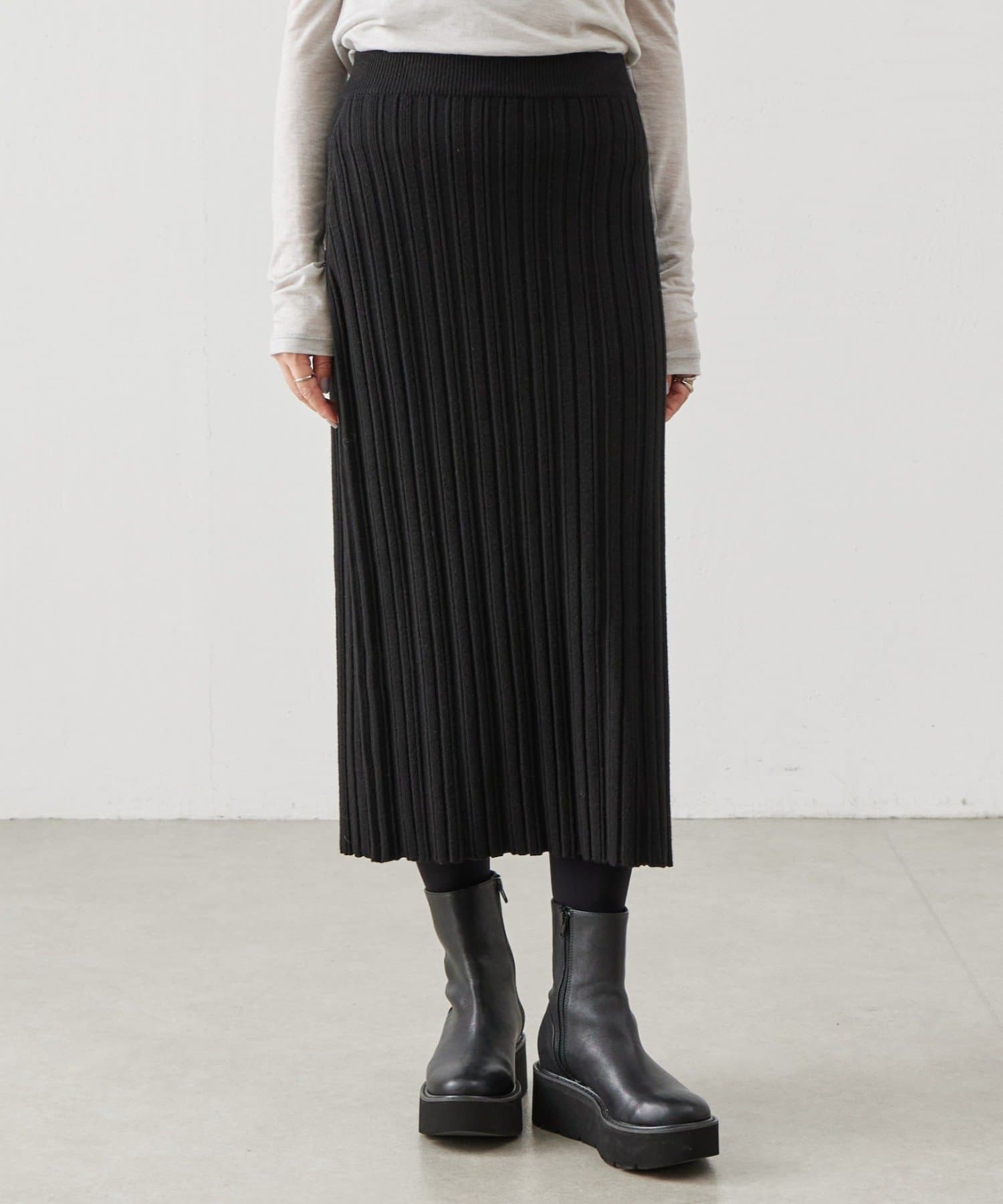 BEARDSLEY(ビアズリー) 《LEVAR》リブニットスカート(ブラック)