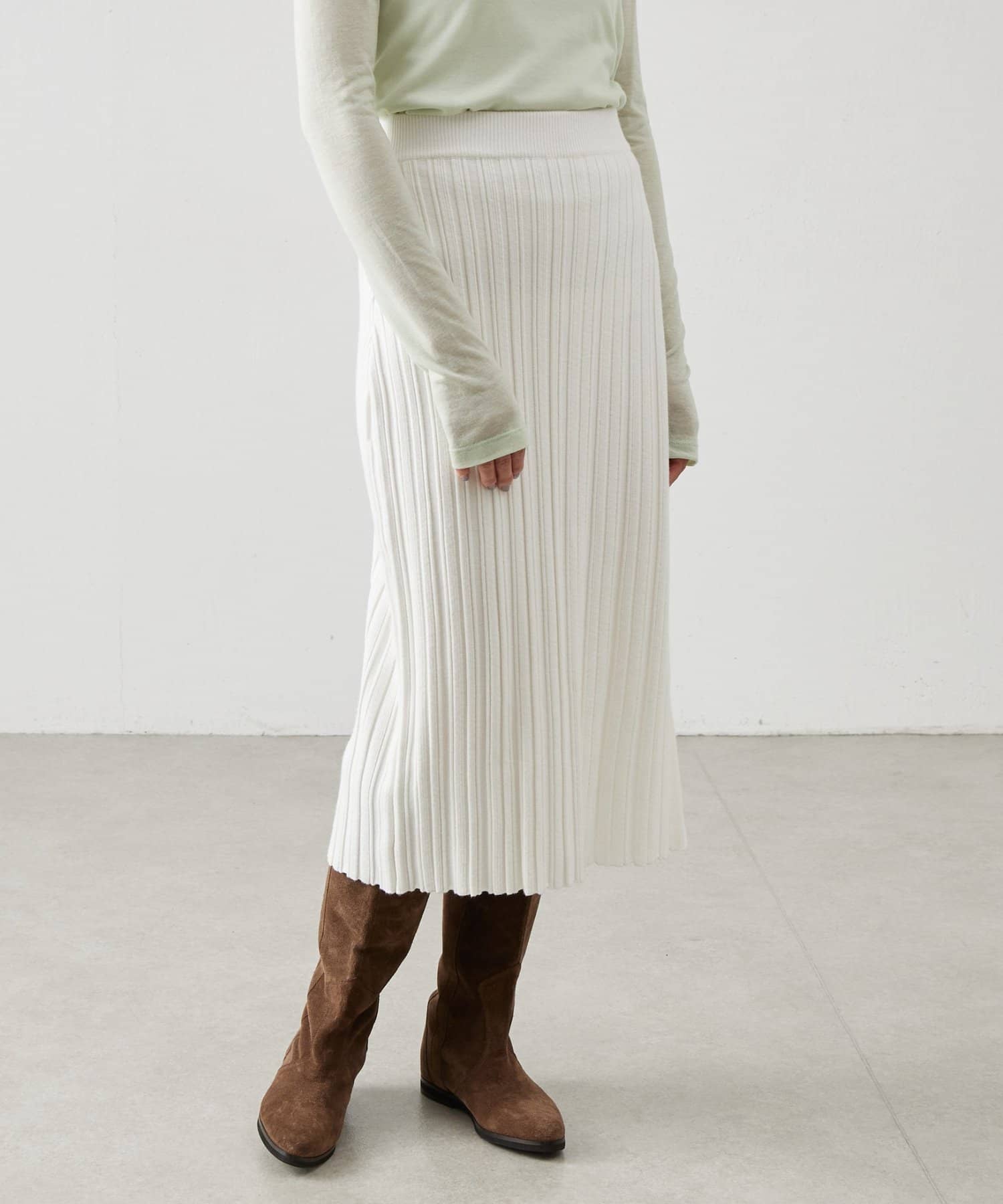 BEARDSLEY(ビアズリー) 《LEVAR》リブニットスカート(ホワイト)