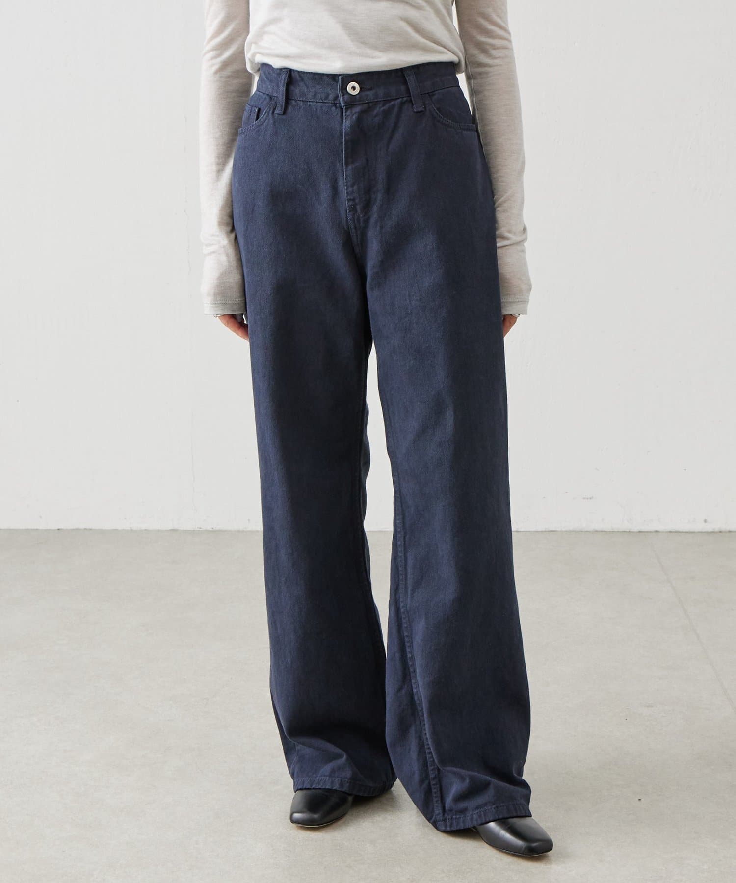 BEARDSLEY(ビアズリー) 《LEVAR》裾フレアジーンズ(ダークネイビー)